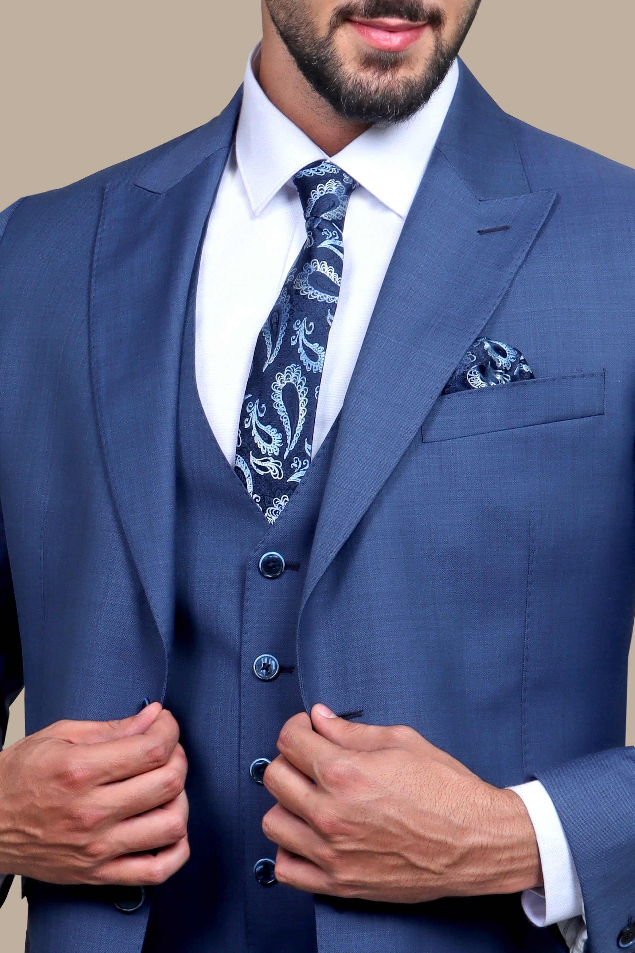 Suit Wool Fil a Fil Regular 3 Pcs | Blue