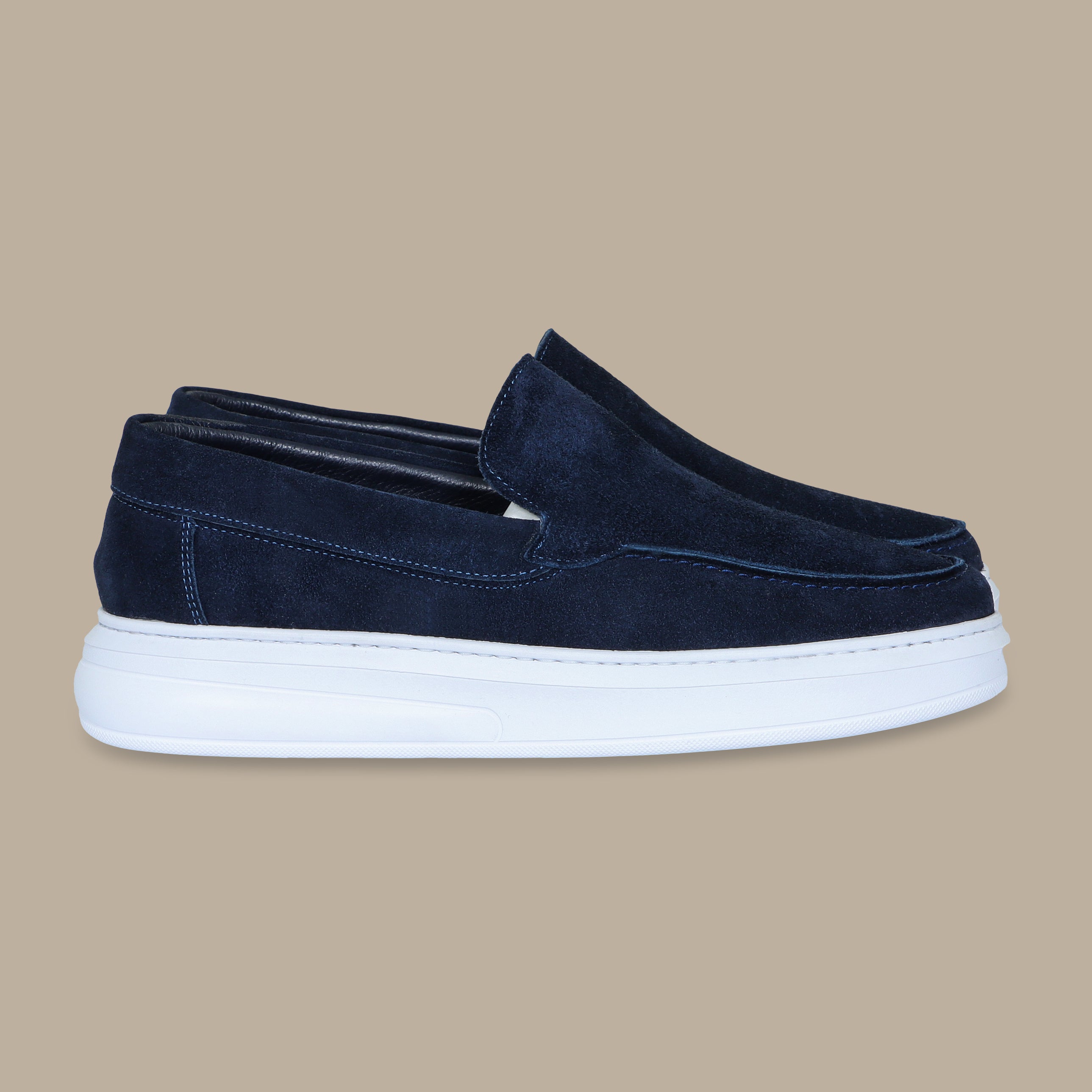 Navy Suede Casual Loafers