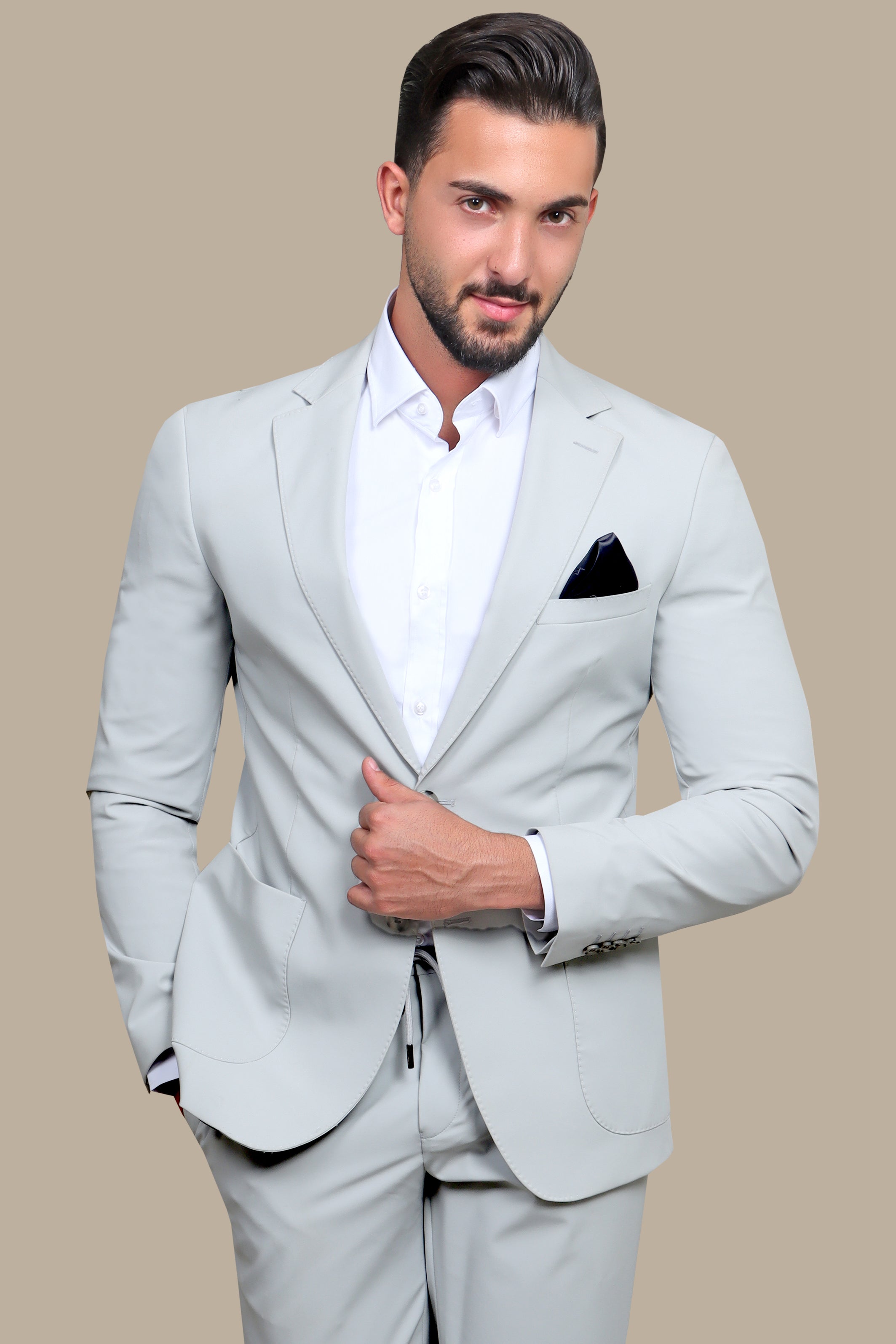 Travel Suit Notch Lapel | Light Grey