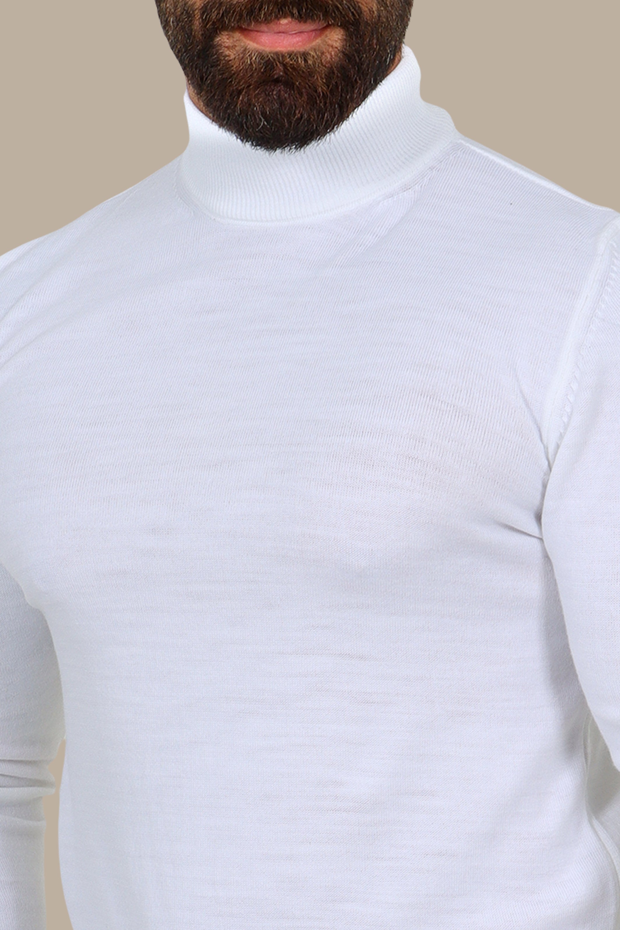 High Neck Basic Sweater White