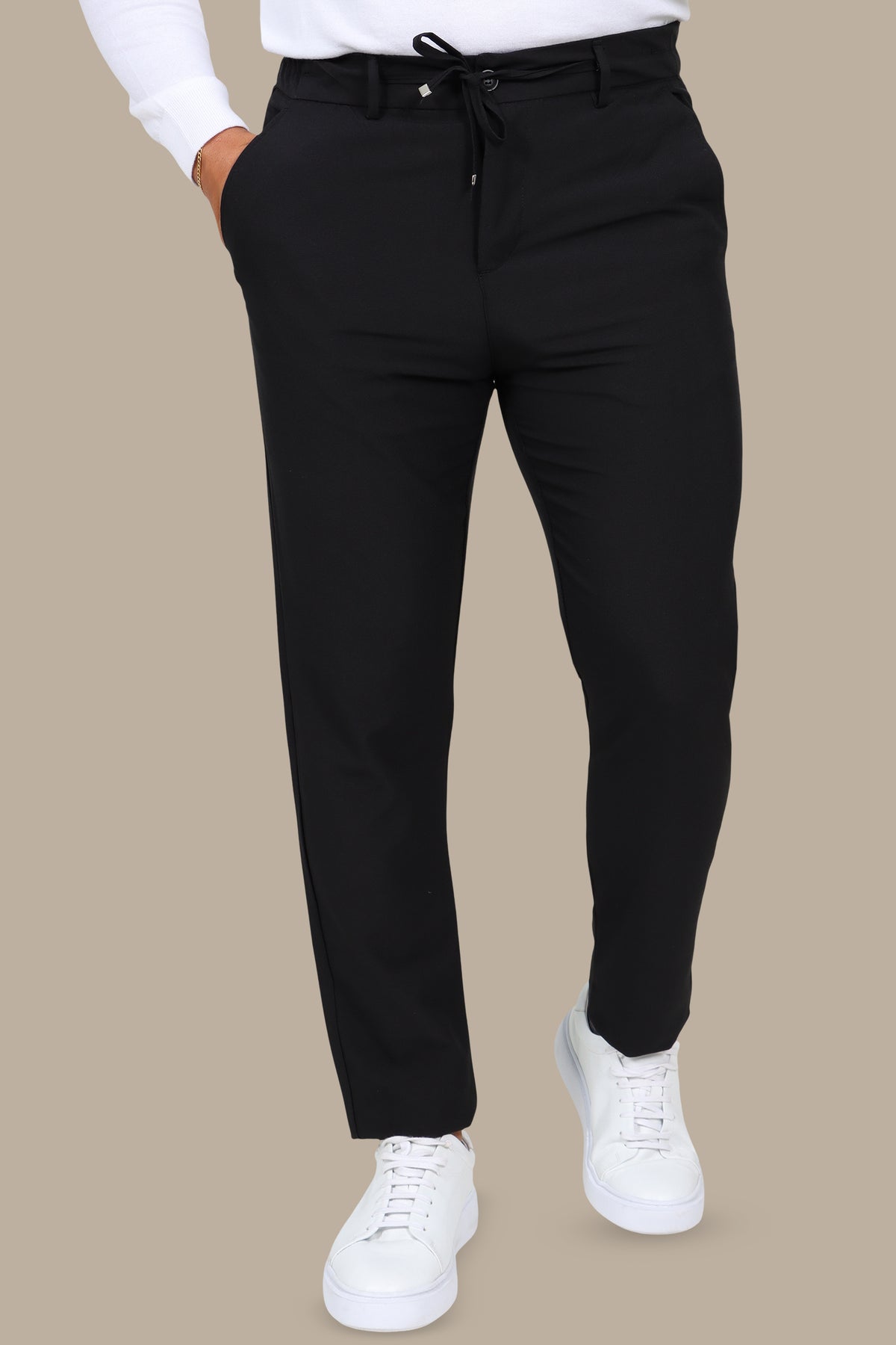 Slim Fit Elastic Waist Trousers