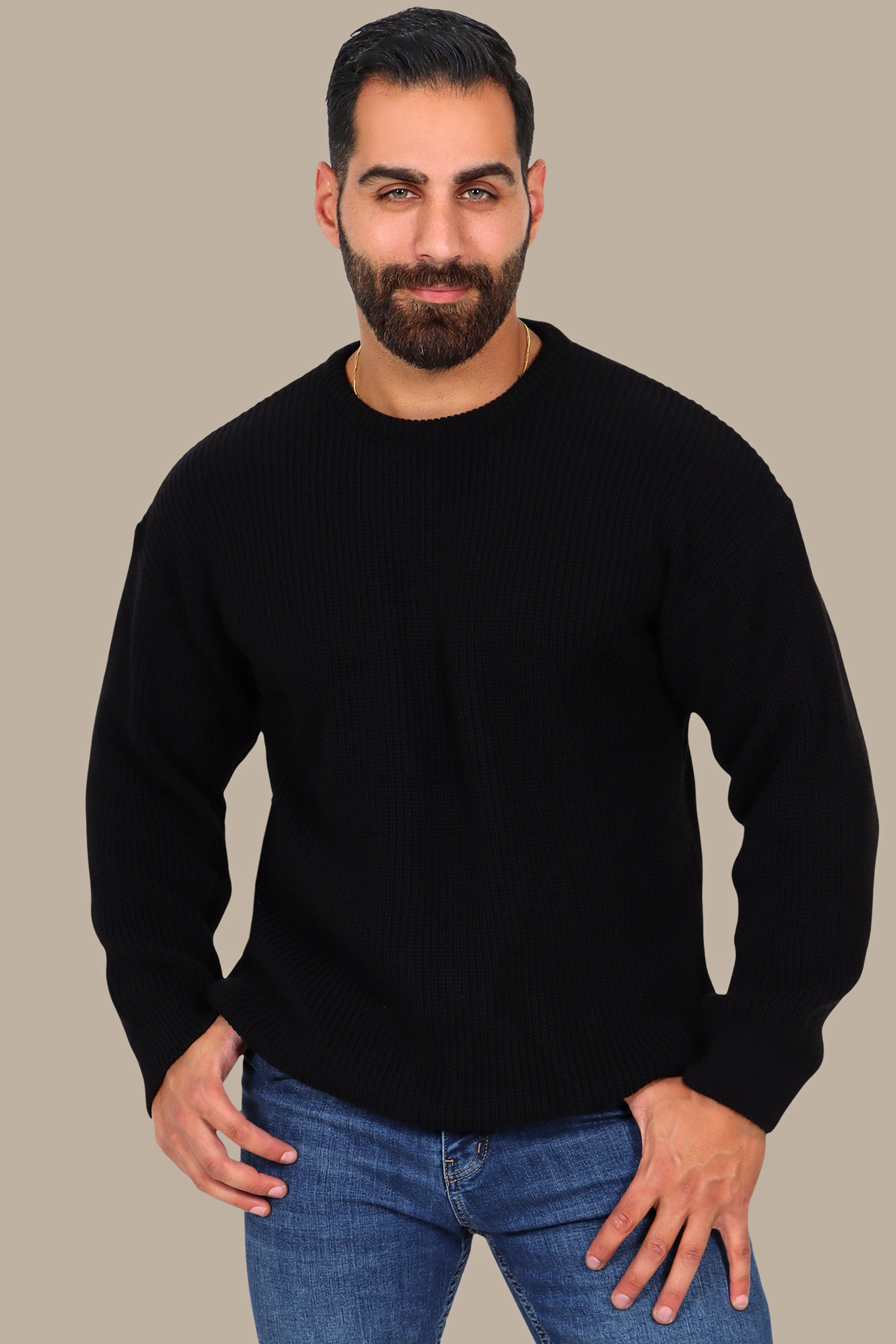 Thick Mercerized Oversized Sweater Black