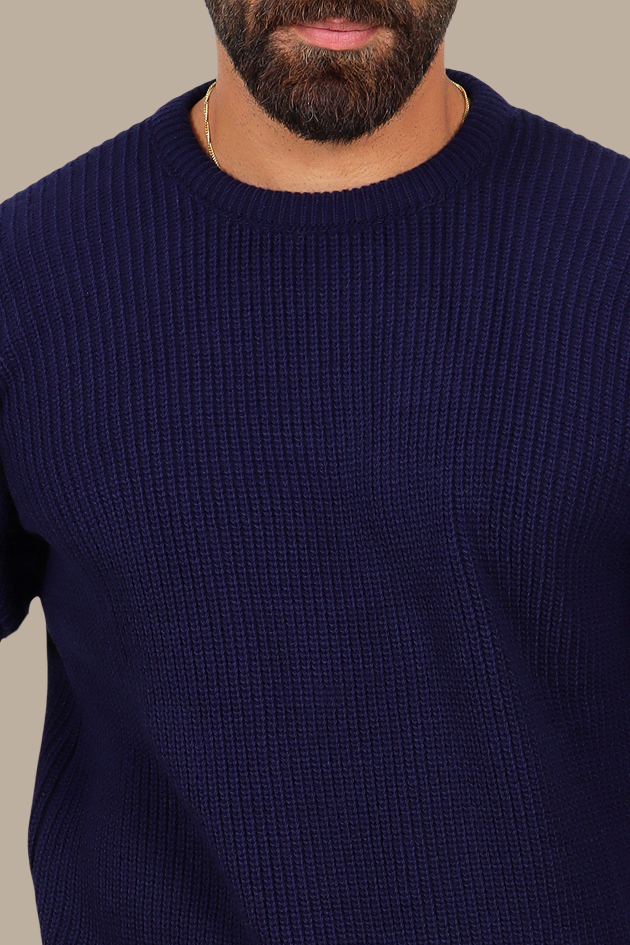 Thick Mercerized Oversized Sweater Navy