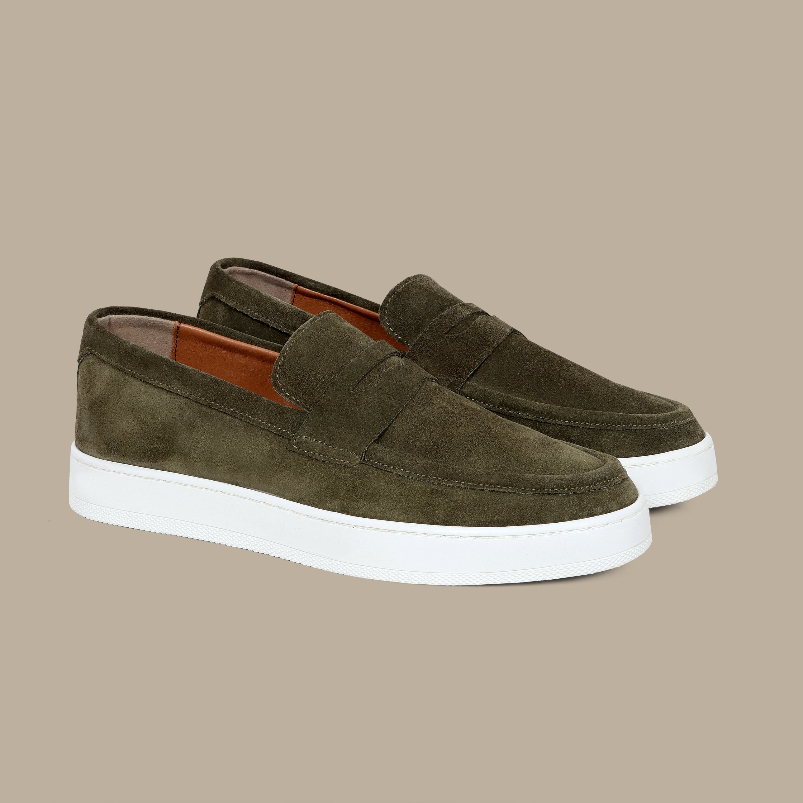 Penny Casual Loafer in Khaki Suede