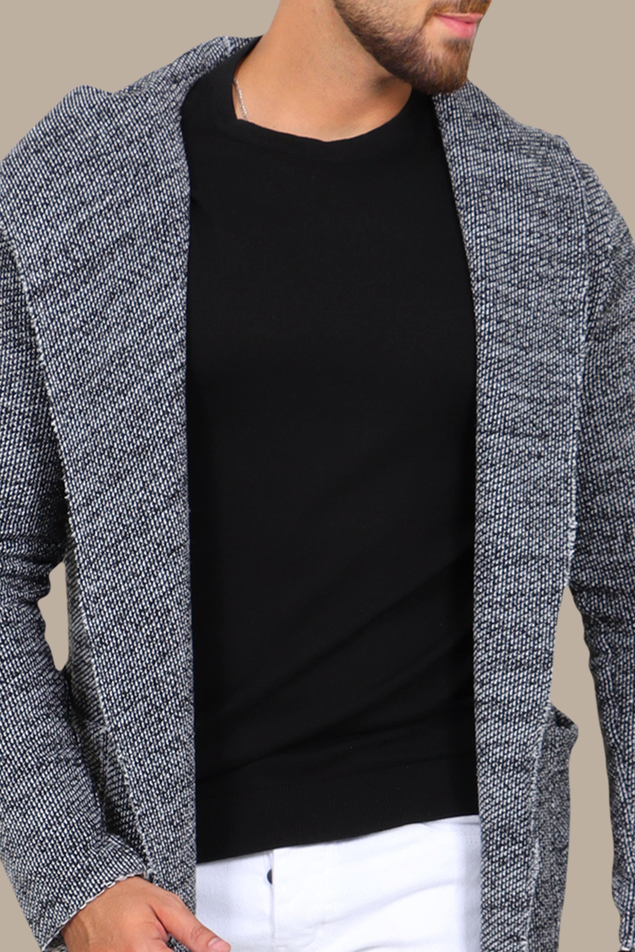 Light Grey Long Cardigan with Pockets