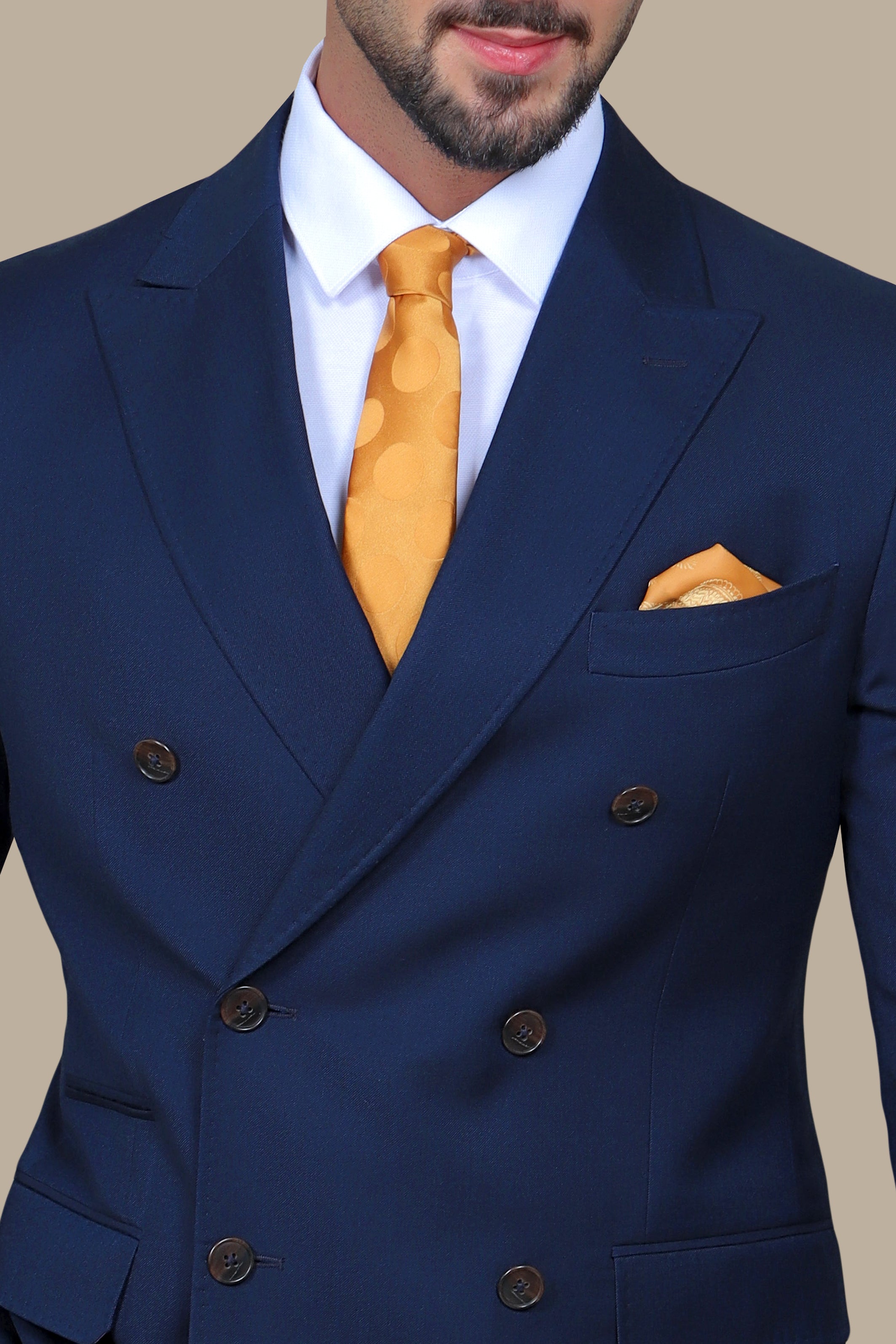 Navy Double-Breasted Basic Blazer