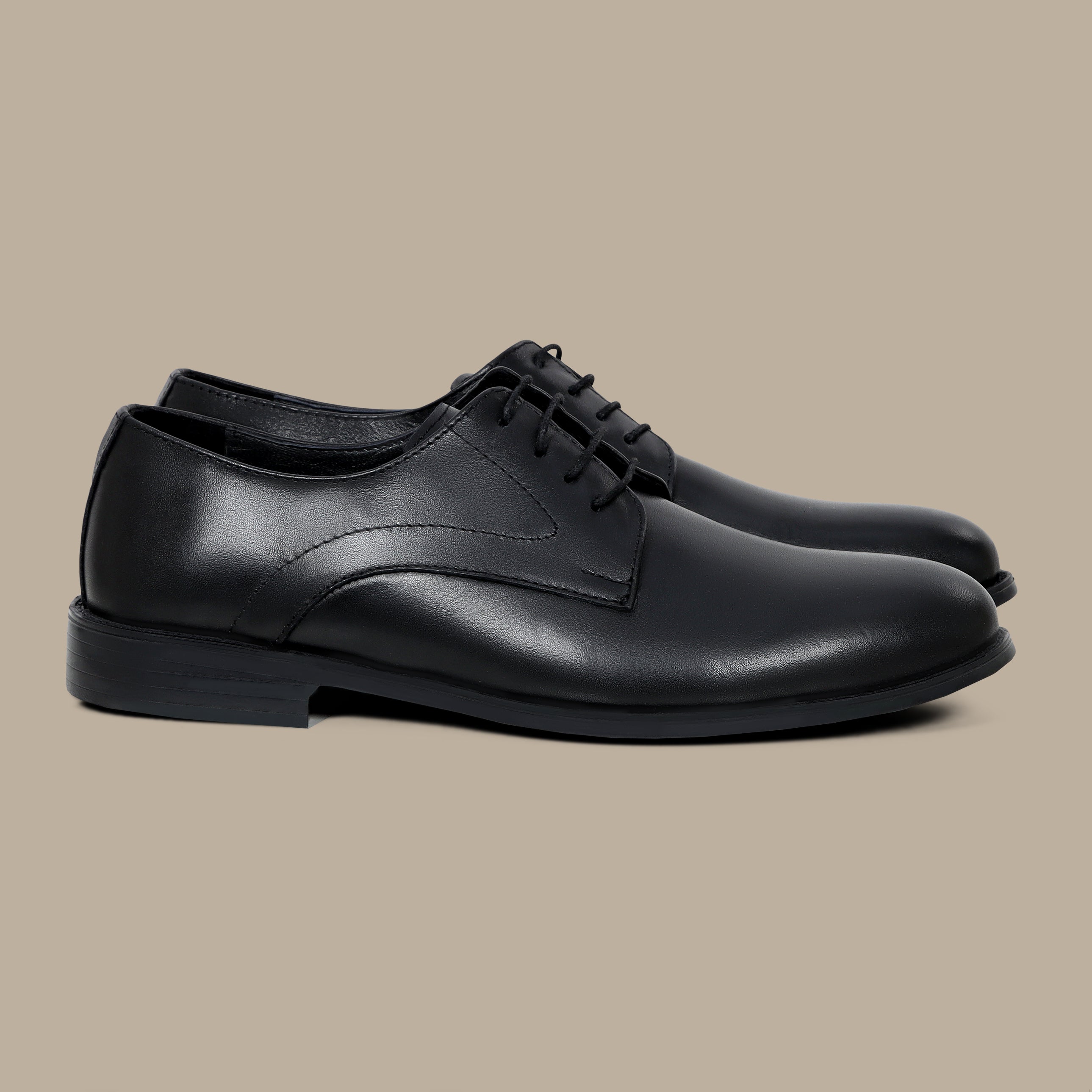 Black Leather Blucher Shoes