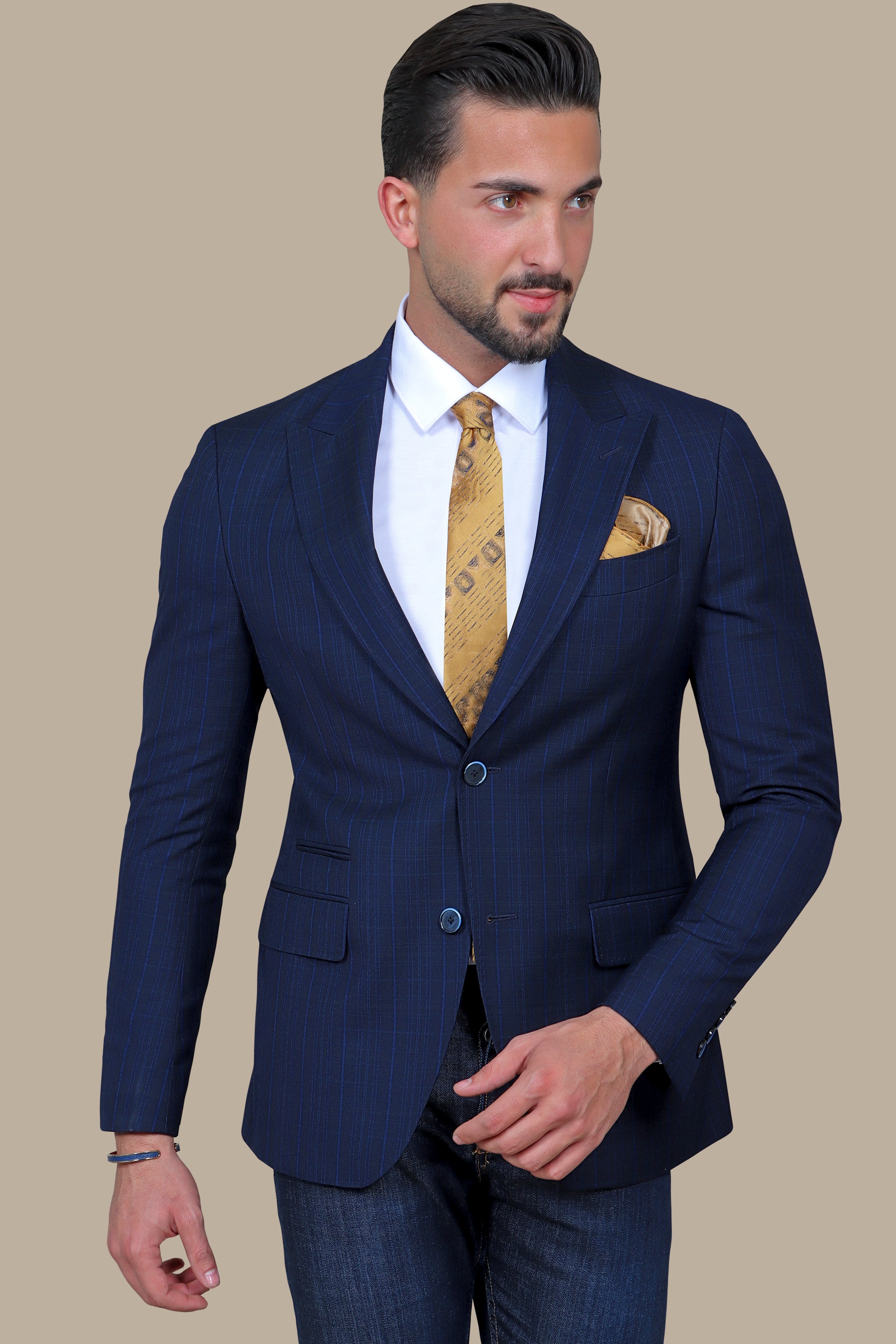 Blazer Checked Peak | Navy