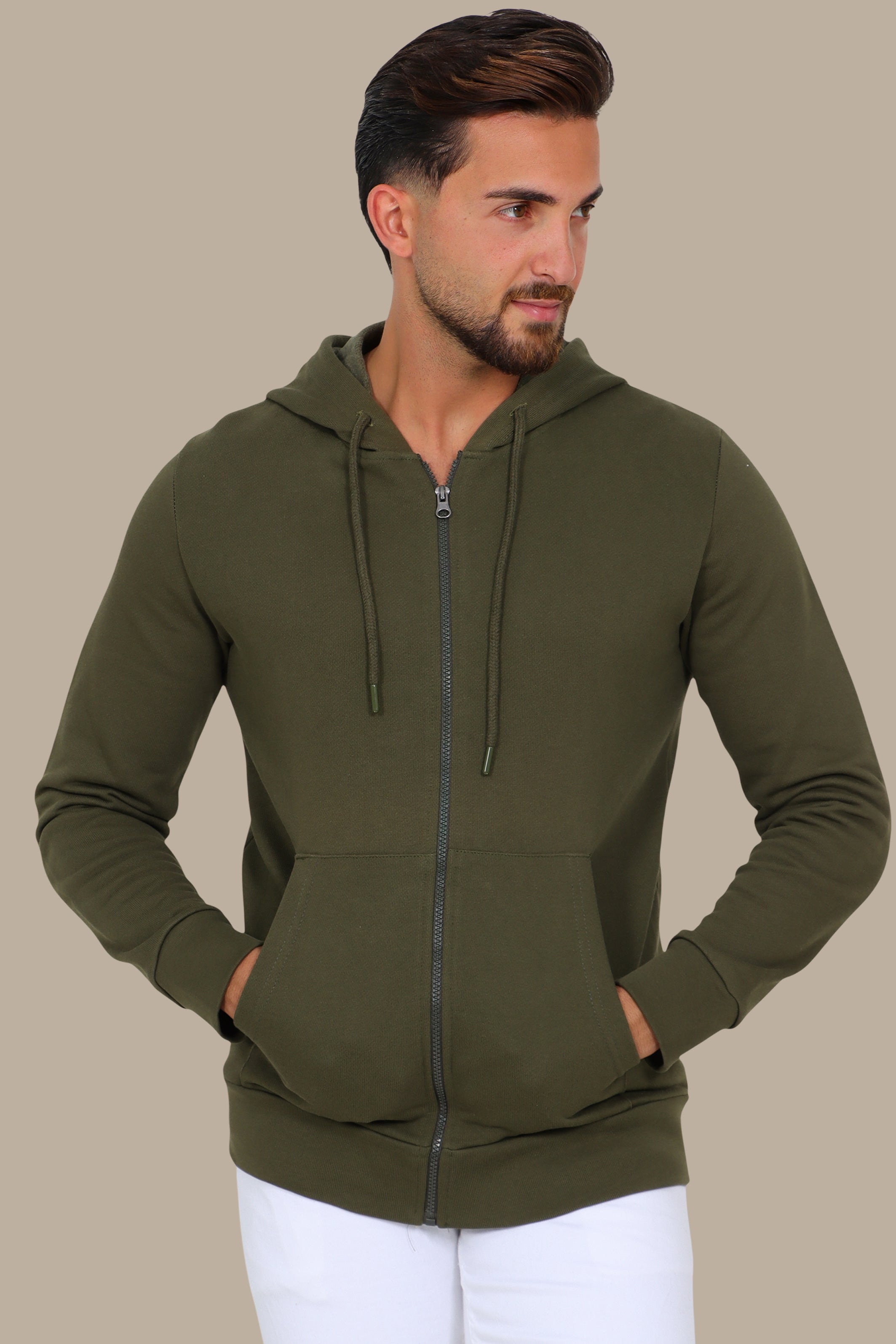 Khaki Hoodie Plain Basic Sweatshirt