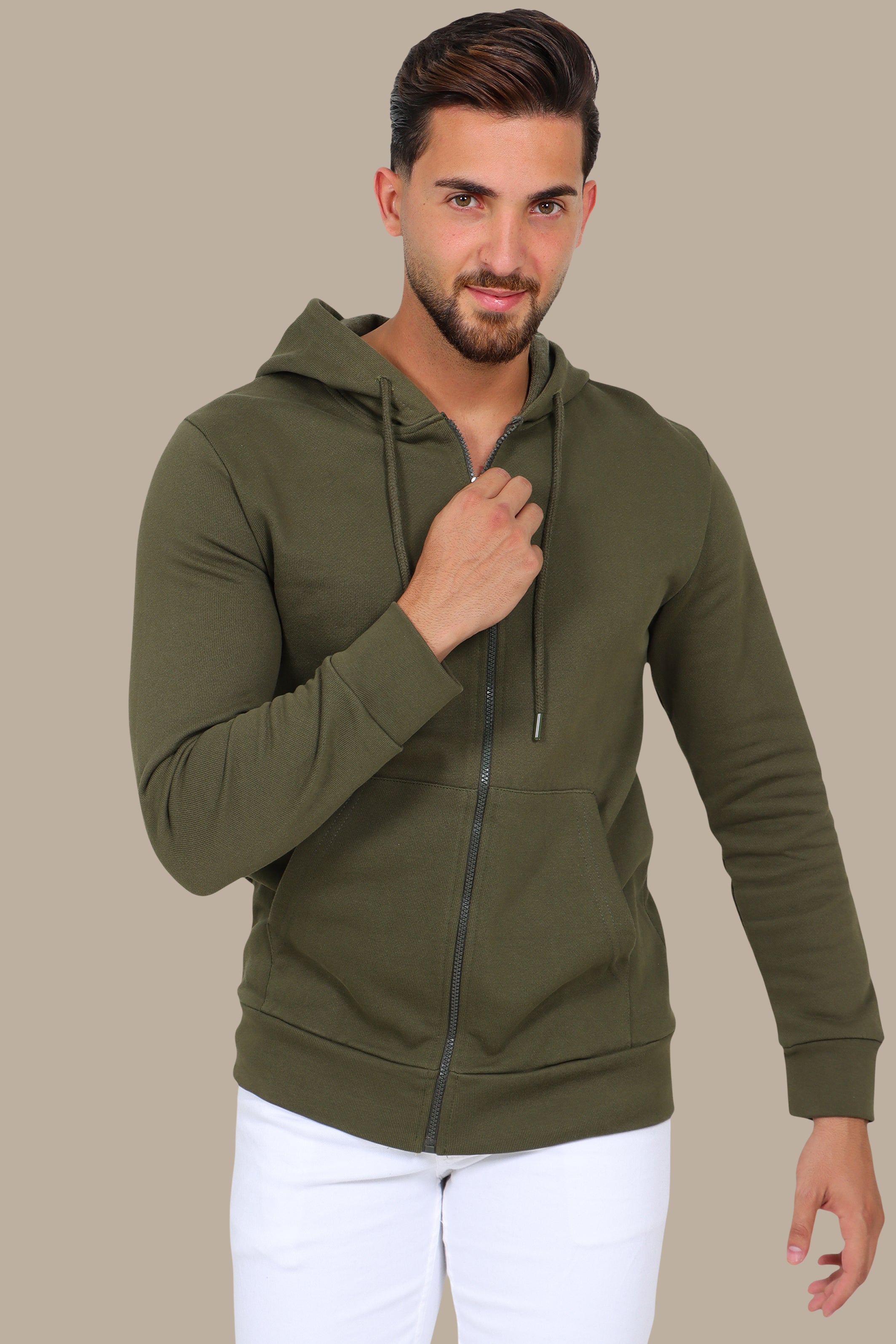 Khaki Hoodie Plain Basic Sweatshirt