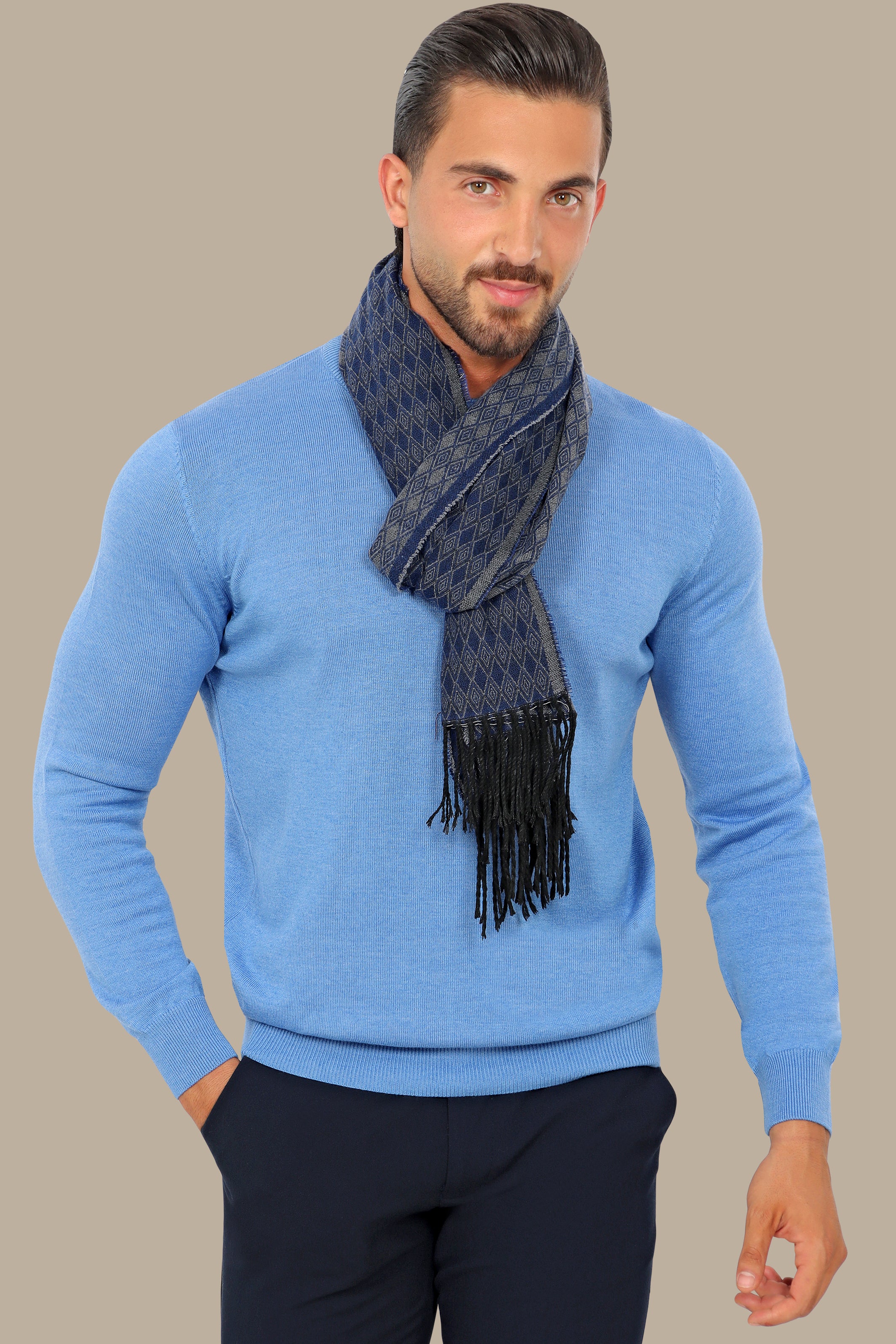 Blue  R-Neck Basic Sweater