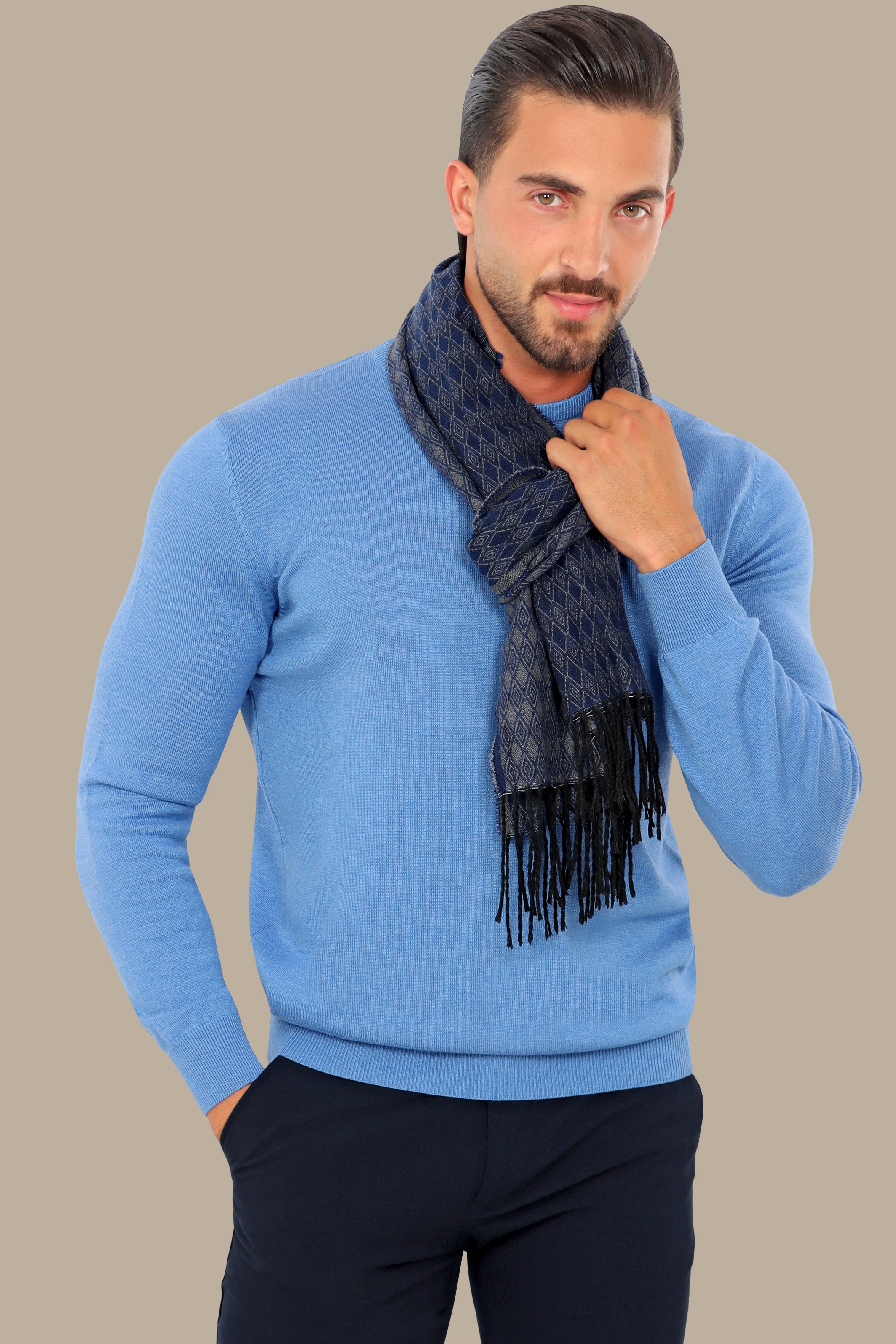 Blue  R-Neck Basic Sweater