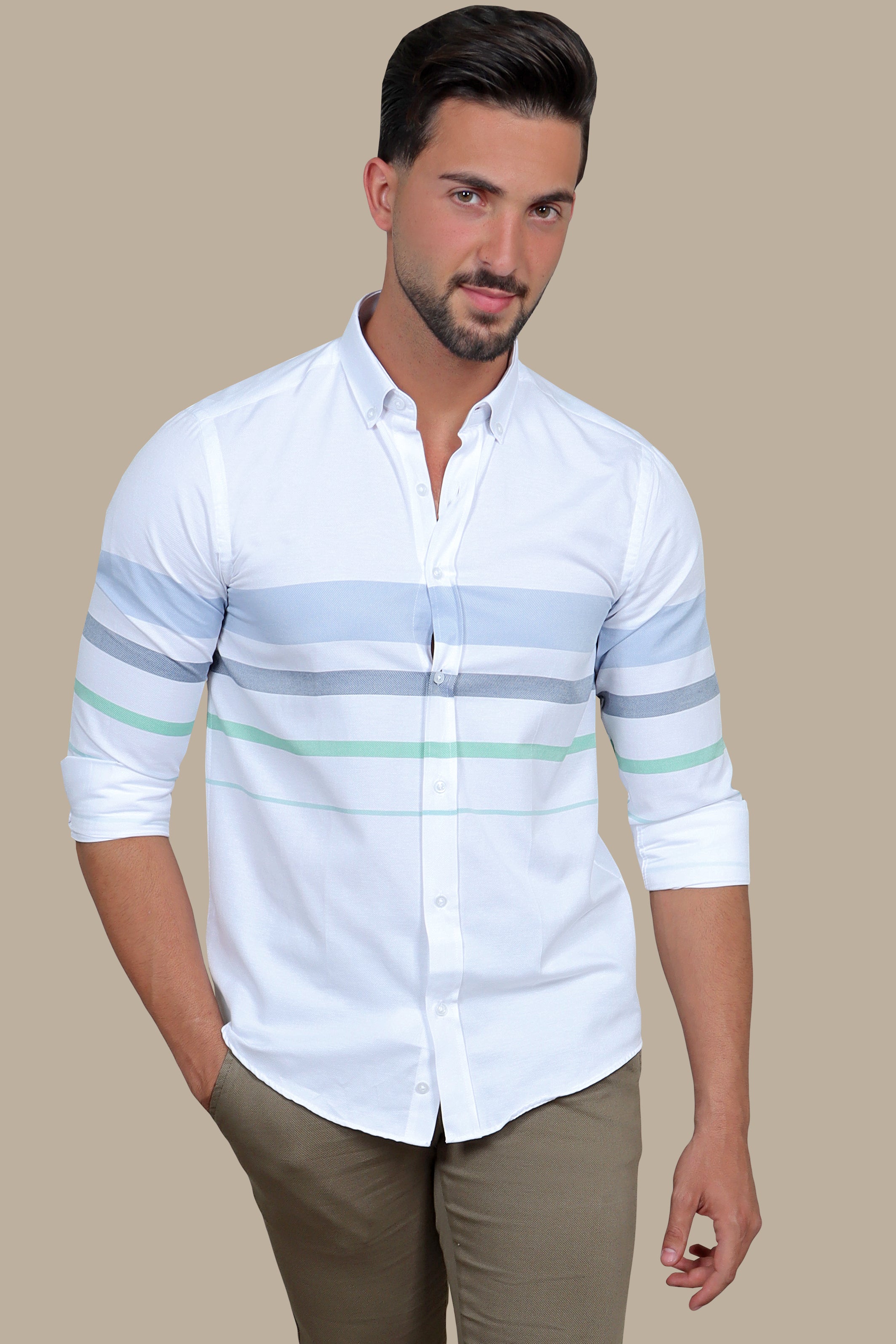 Frosty Gradient: White Degradé Stripes Shirt