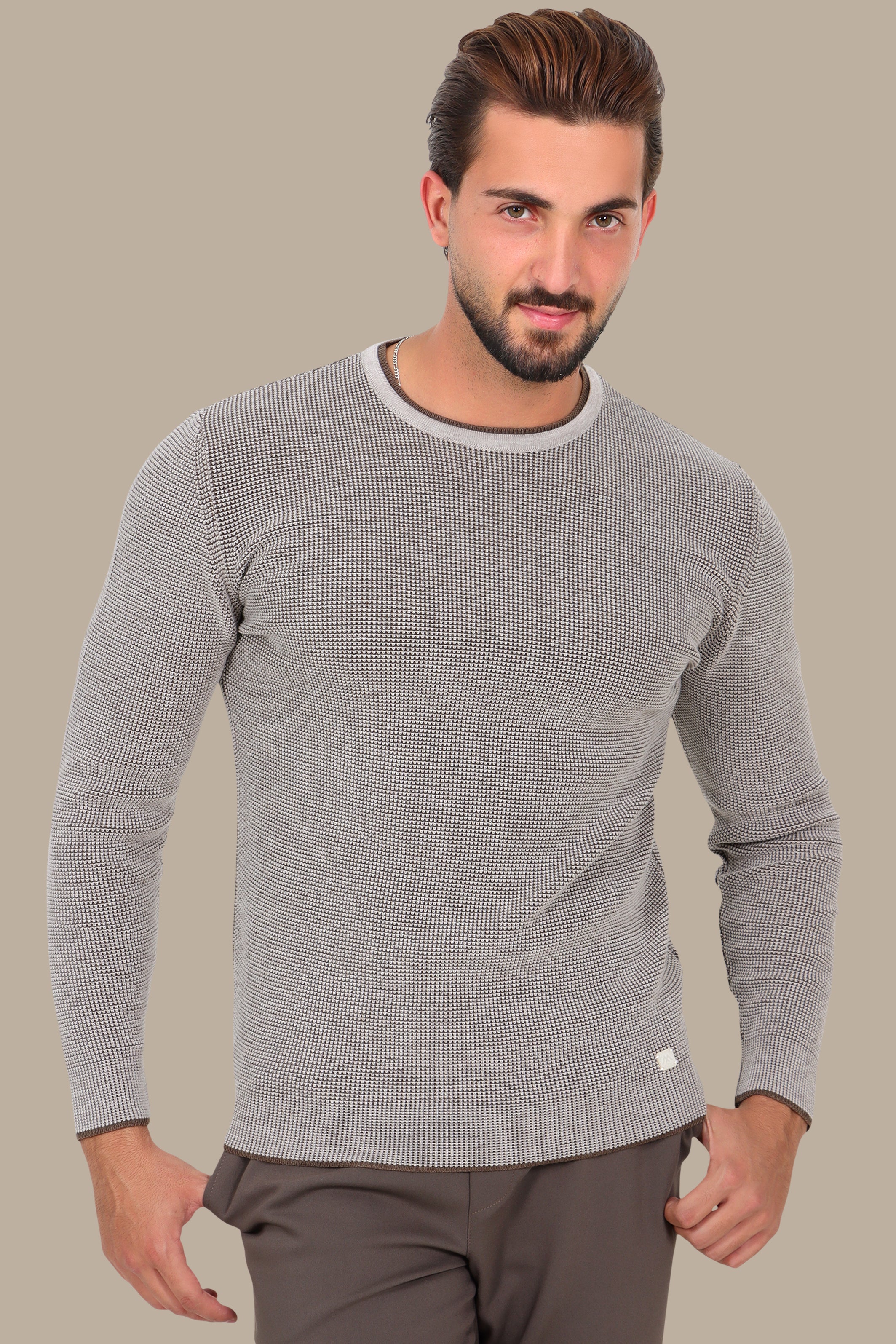 Elegant Layers: Beige Double-Collar Top