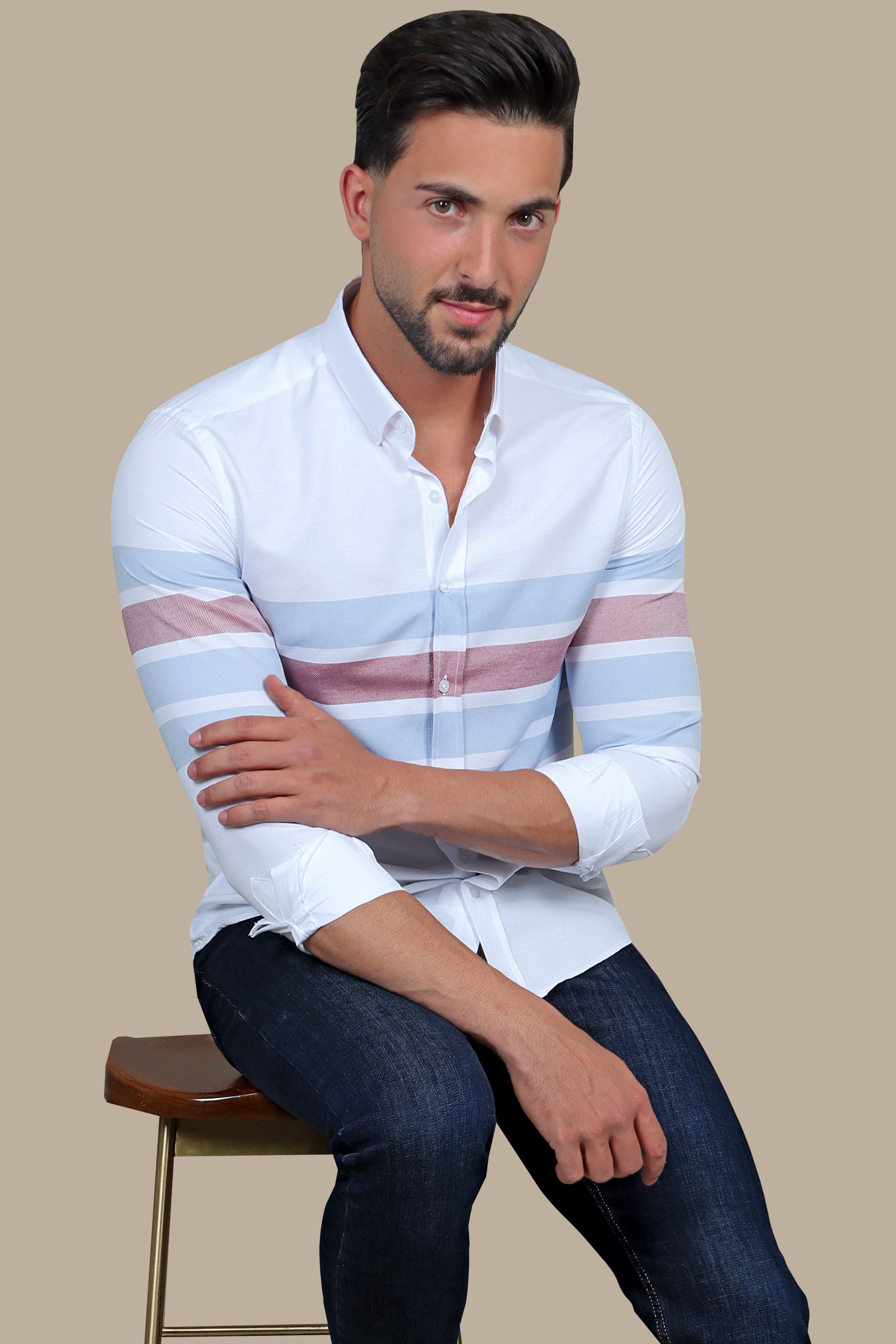 Ocean Breeze: Blue Wide Striped Shirt