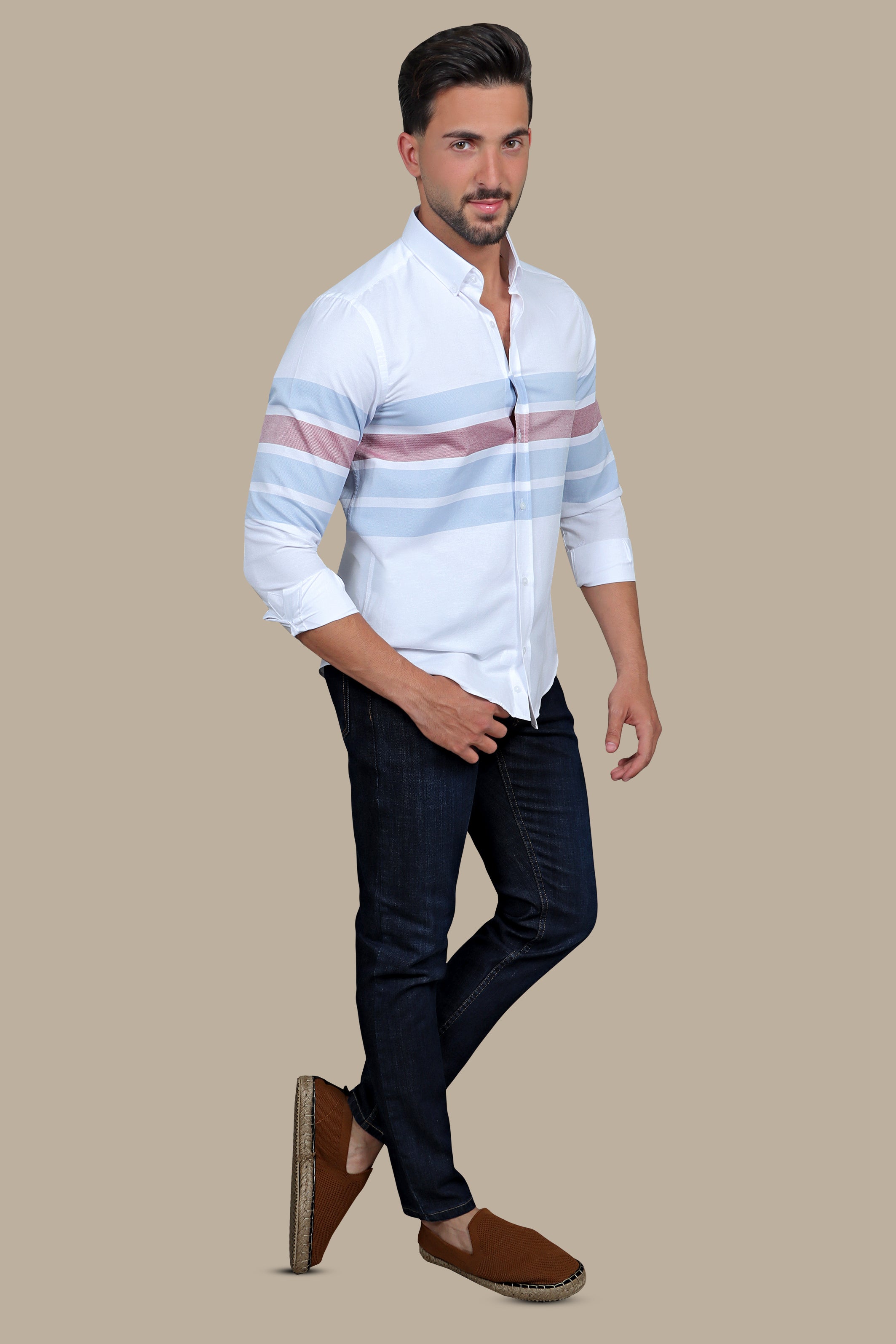 Ocean Breeze: Blue Wide Striped Shirt