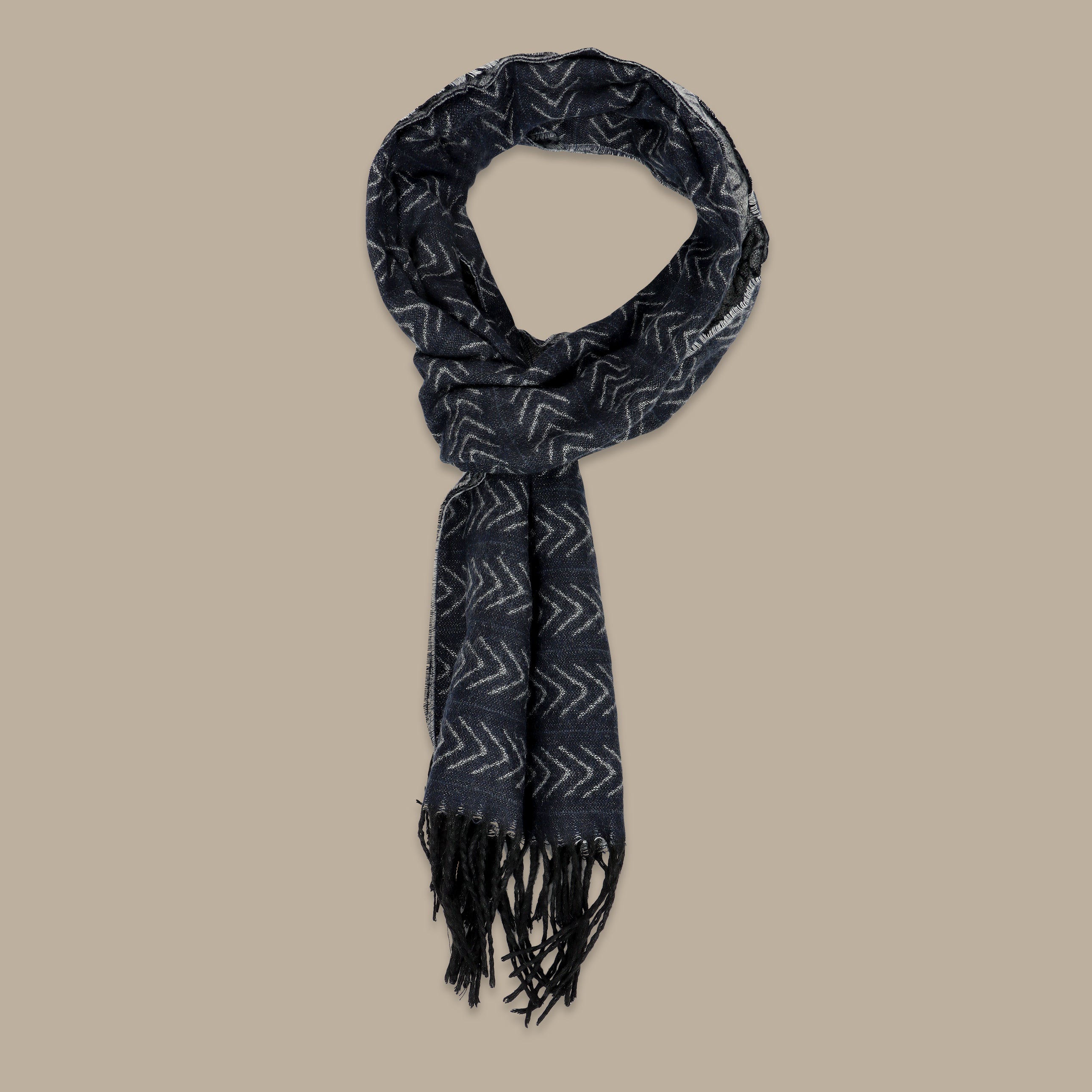 Navy Scarf with Arrow Design