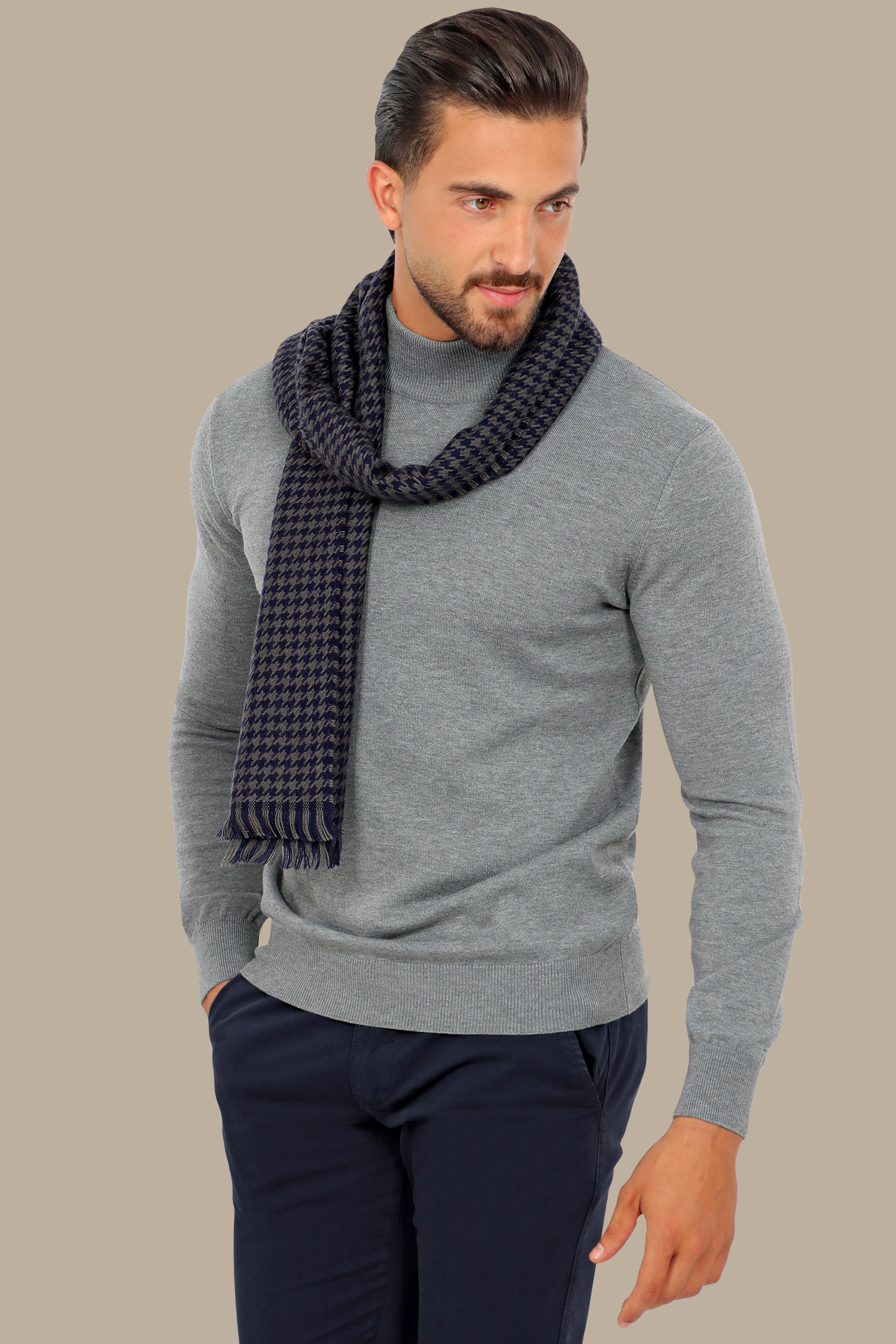 Grey High Neck Basic Sweater