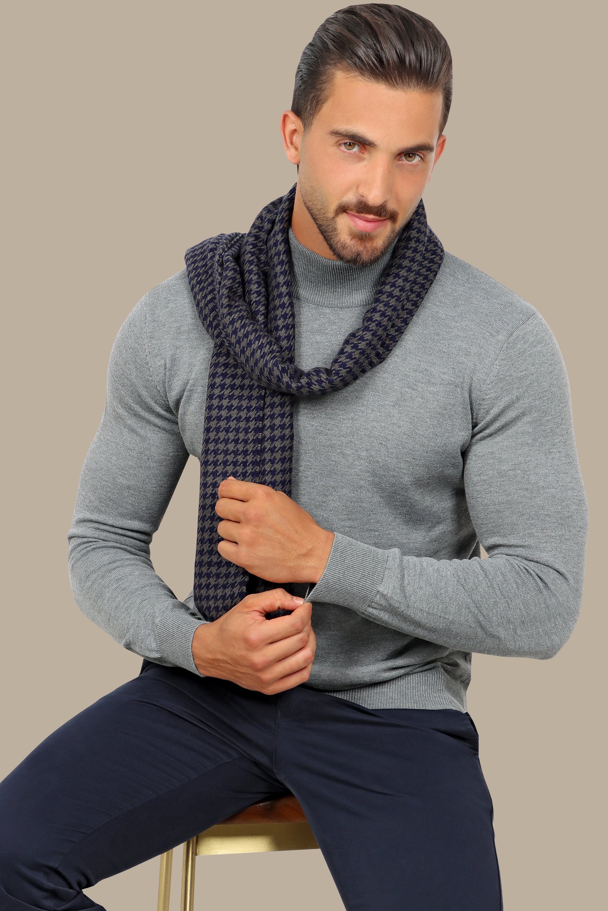 Grey High Neck Basic Sweater