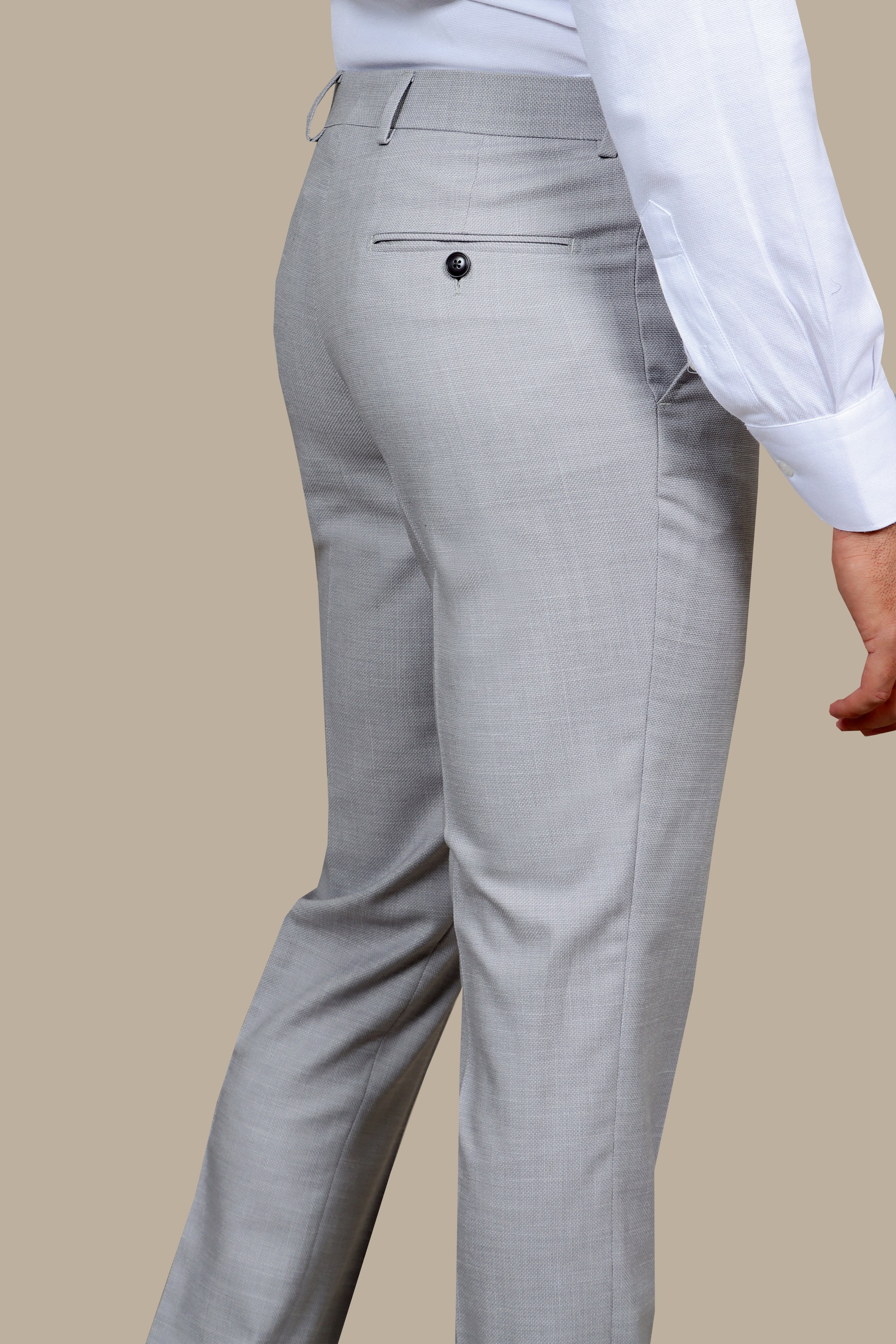 Light Grey Structured Lycra Comfort Trousers