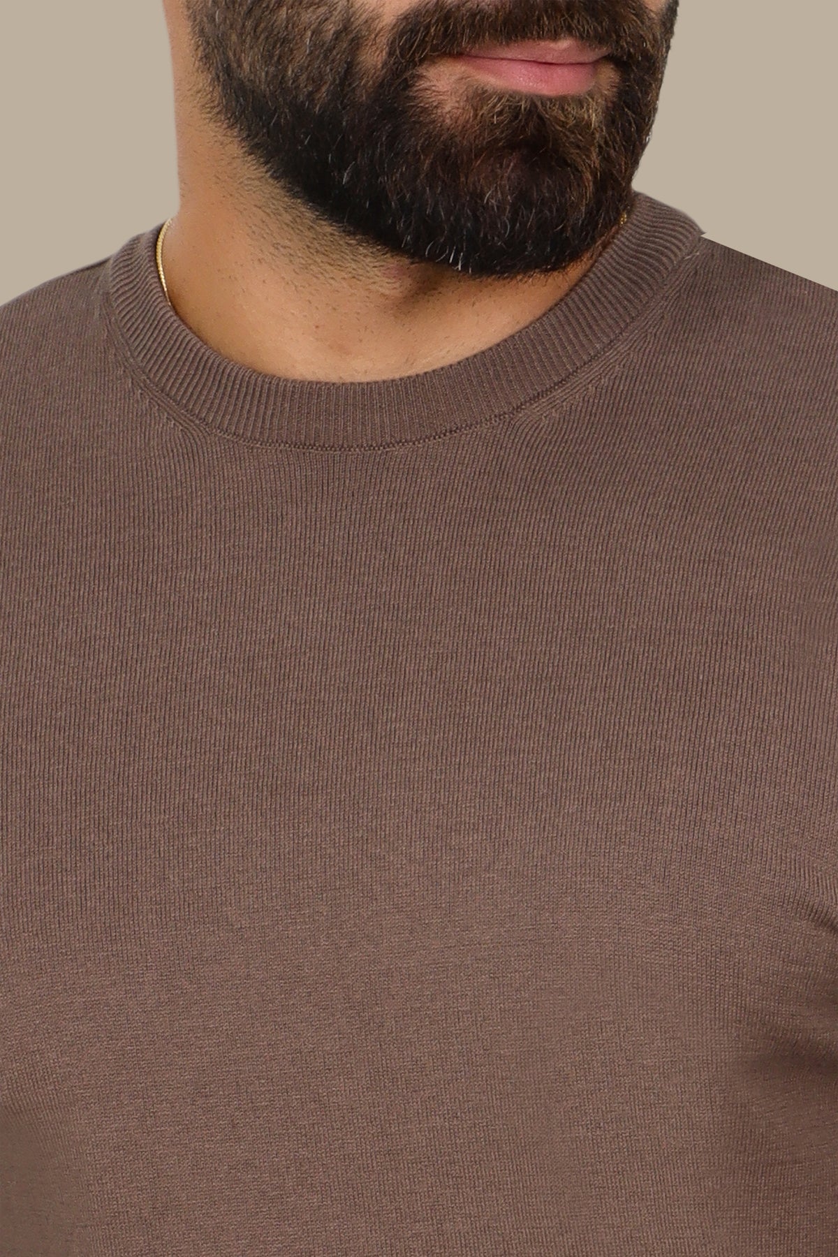 Sweater Basic Round Neck Light Brown