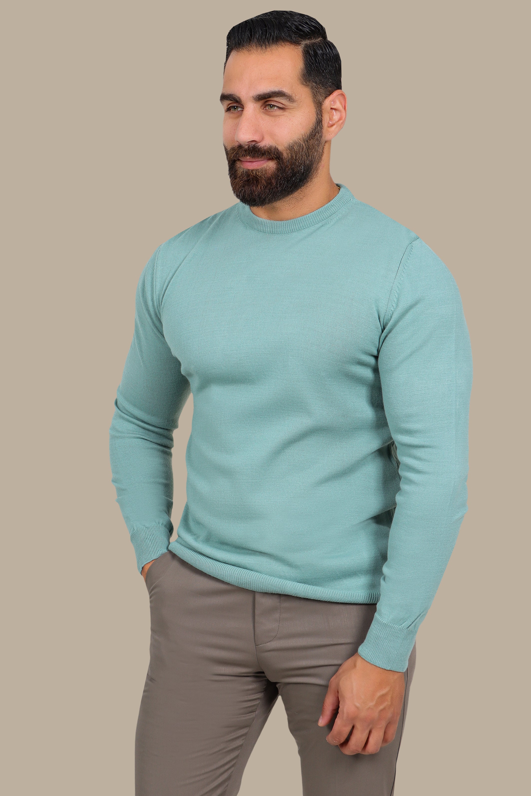 Basic Round Neck Sweater – Mint