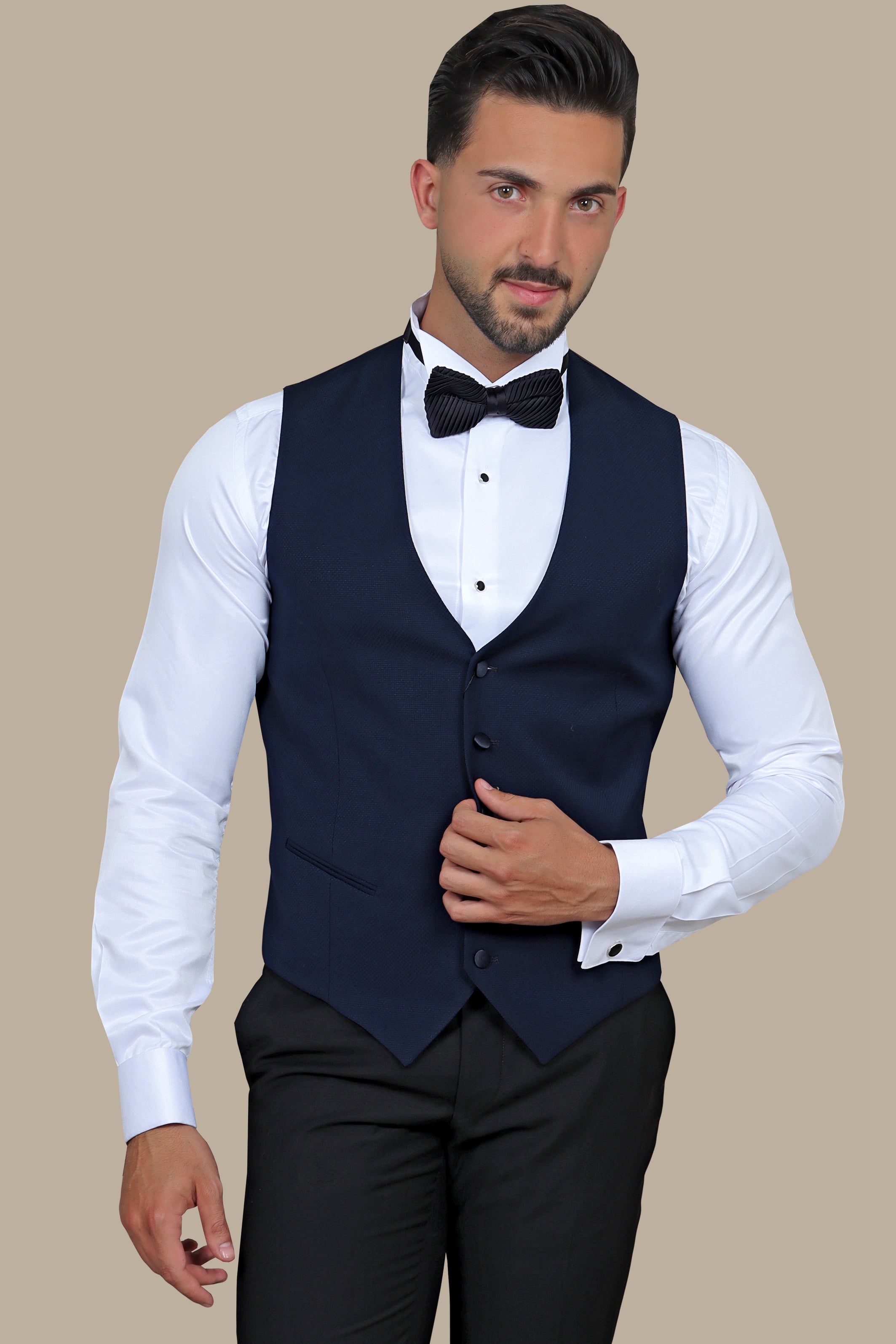 Navy Structured Vest Set