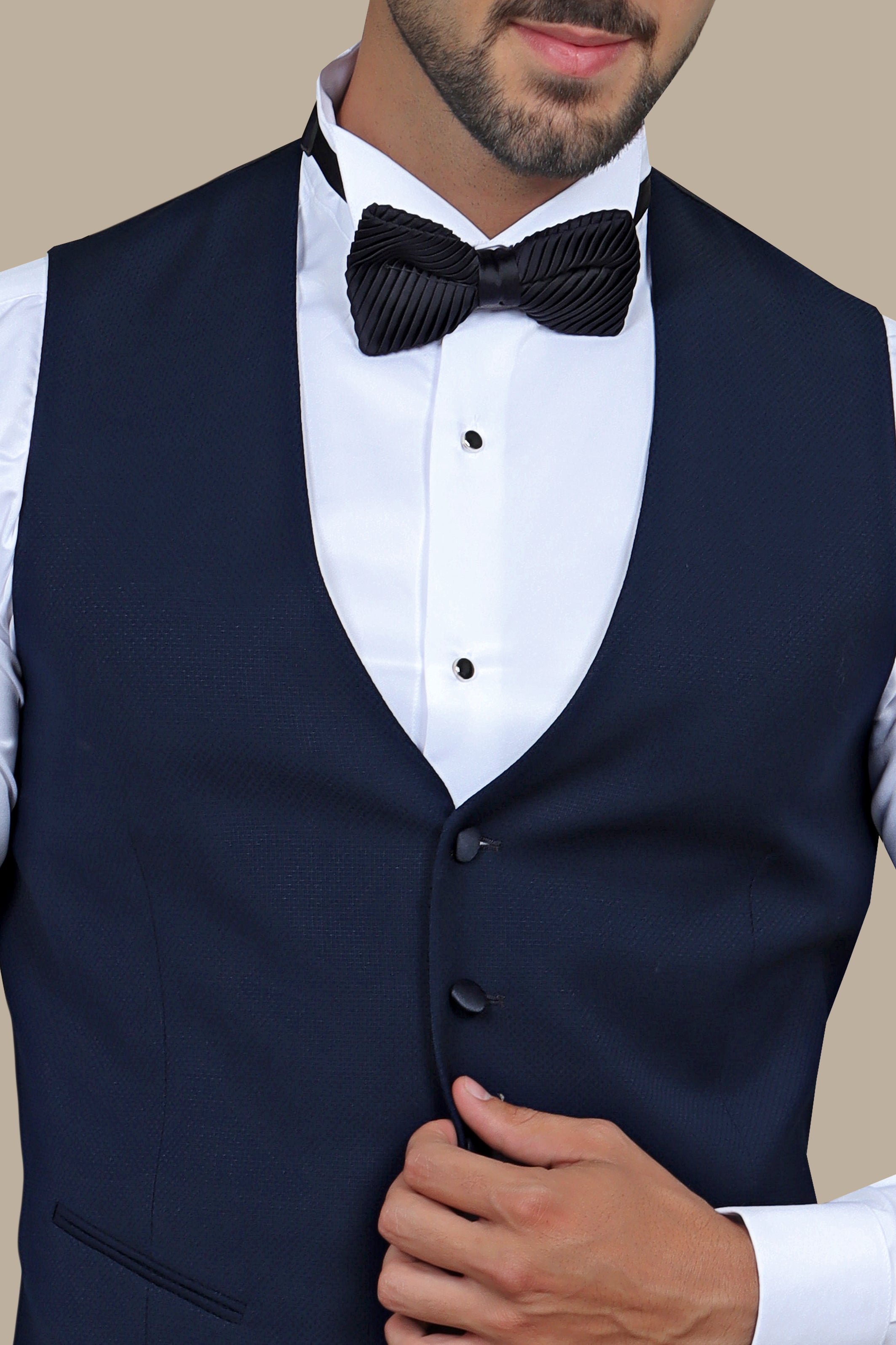 Navy Structured Vest Set