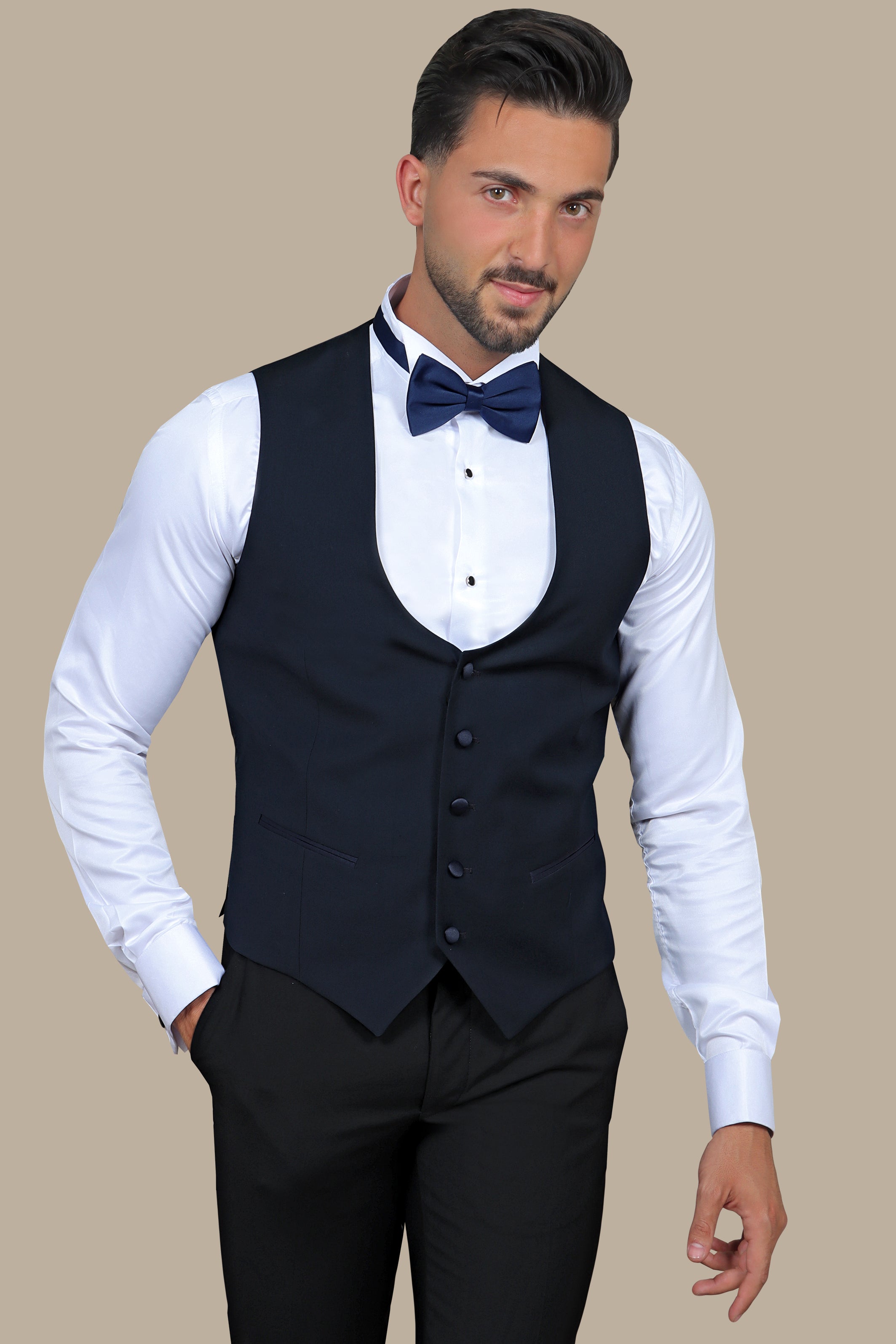 Navy Blue Round Neck Vest