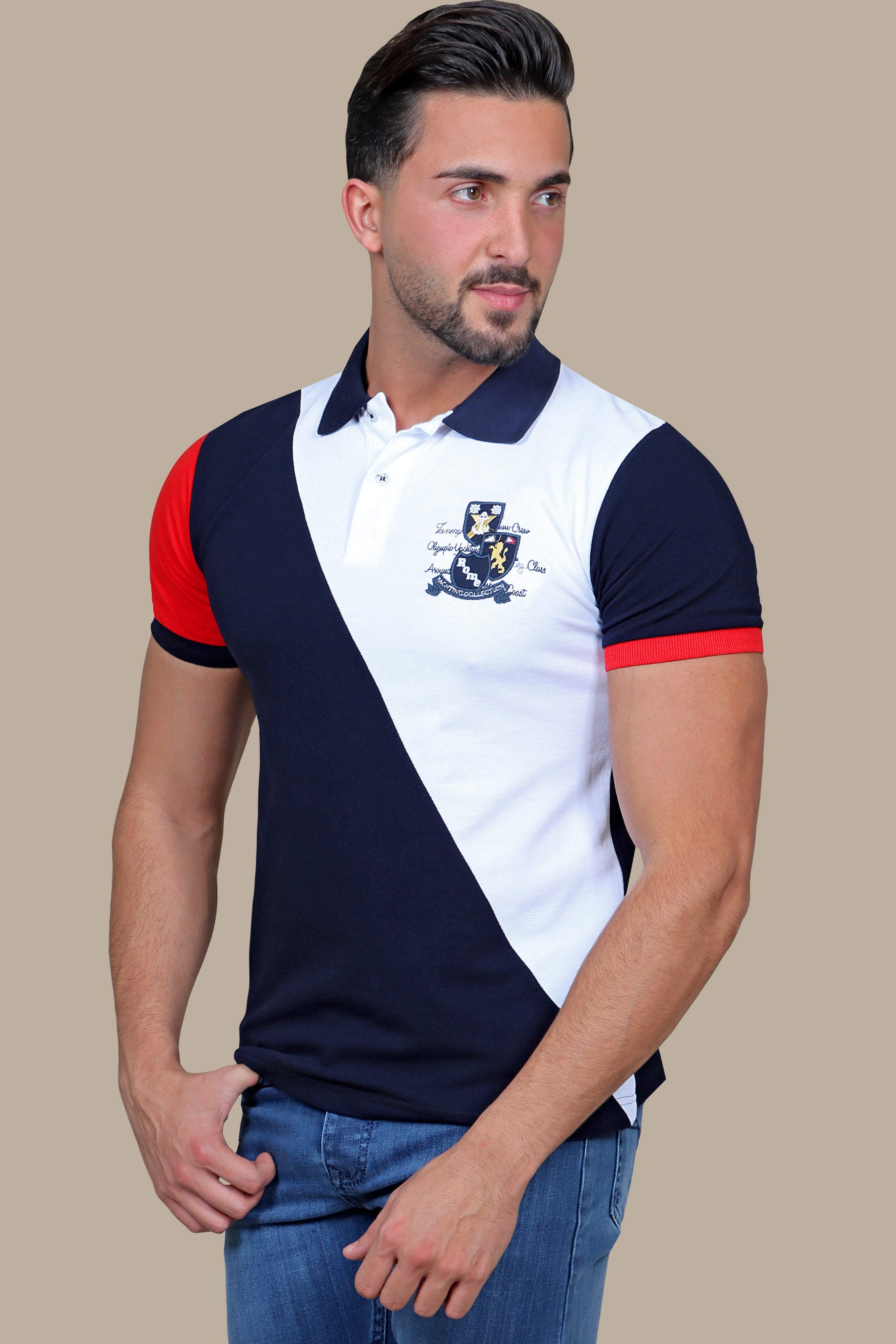 White Polo with Patch Detail