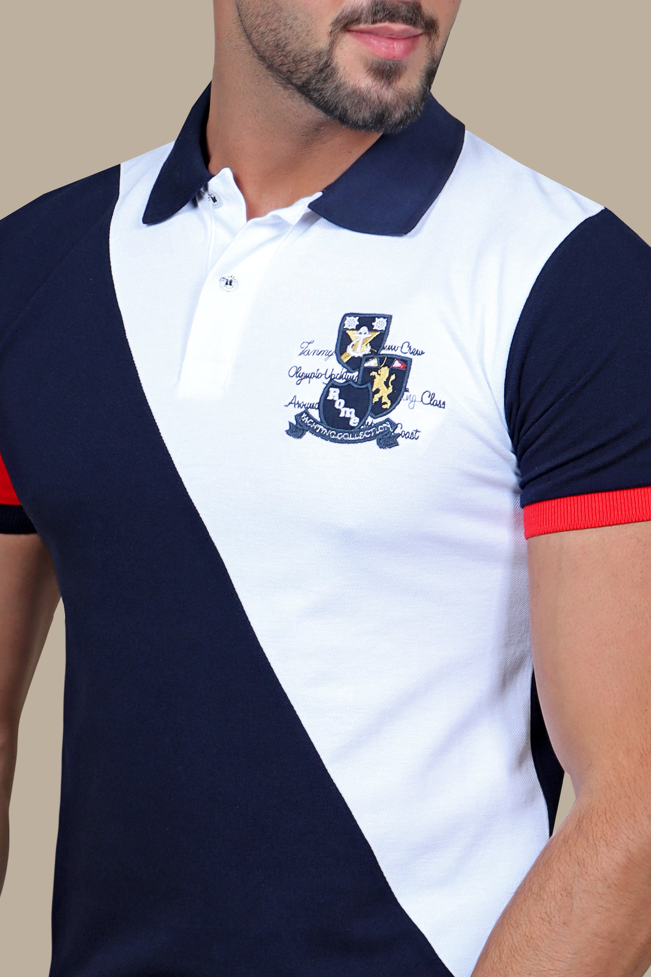 White Polo with Patch Detail