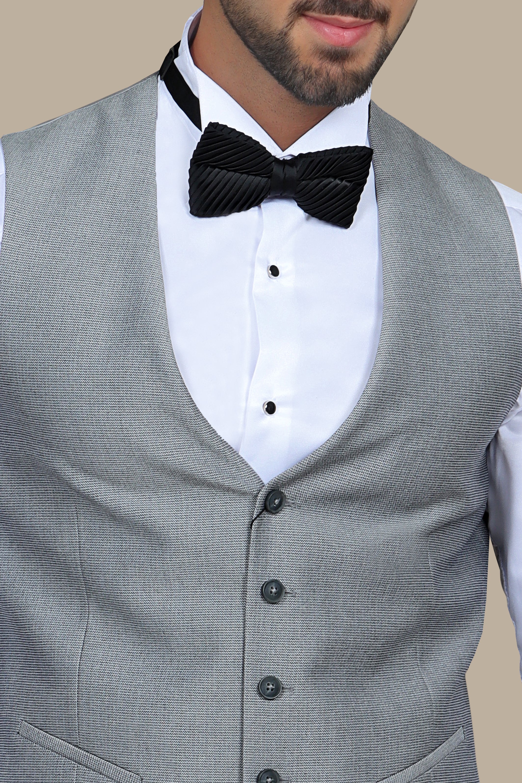 Structured Grey V-Neck Vest: Timeless Elegance