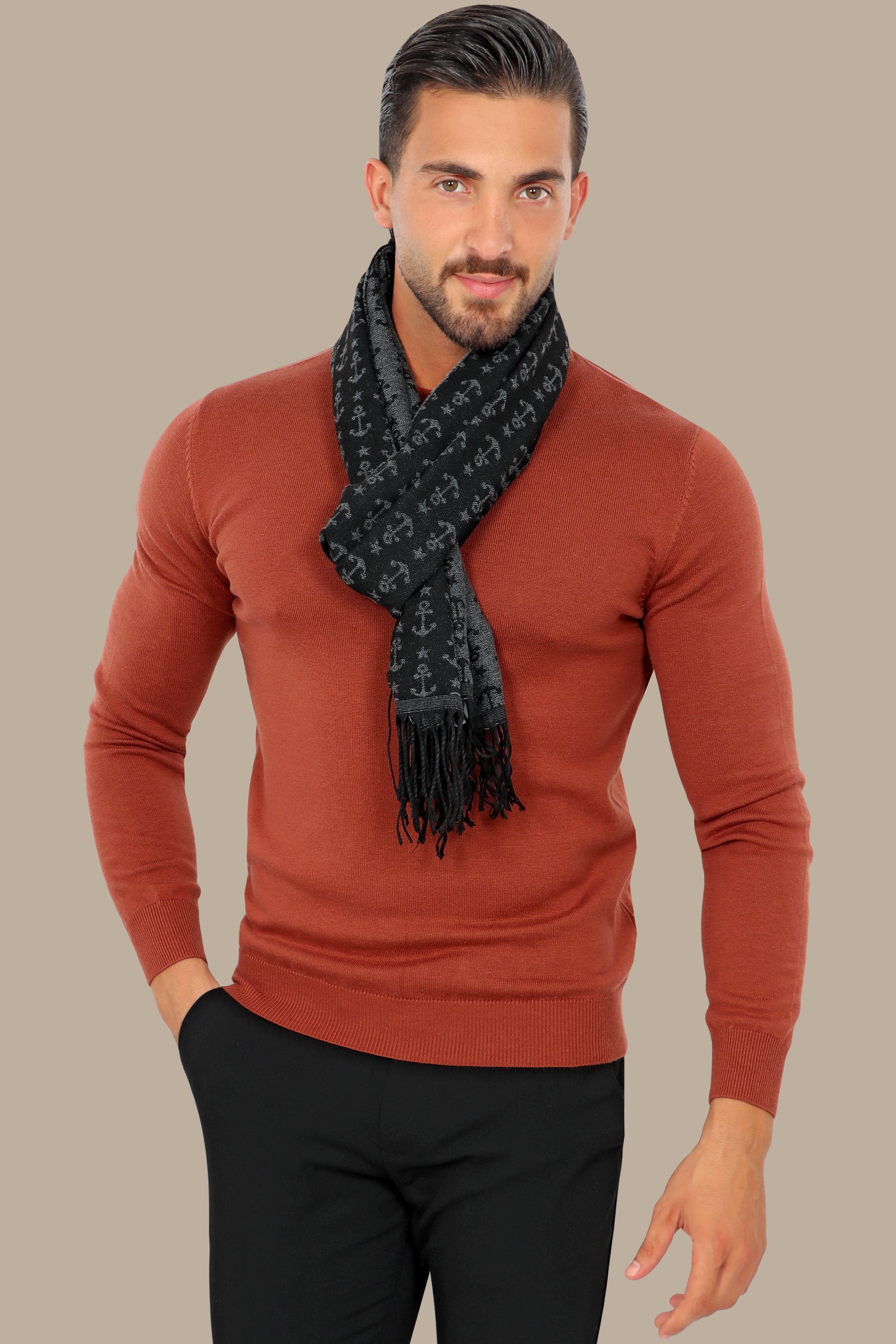 Brick R-neck Basic Sweater