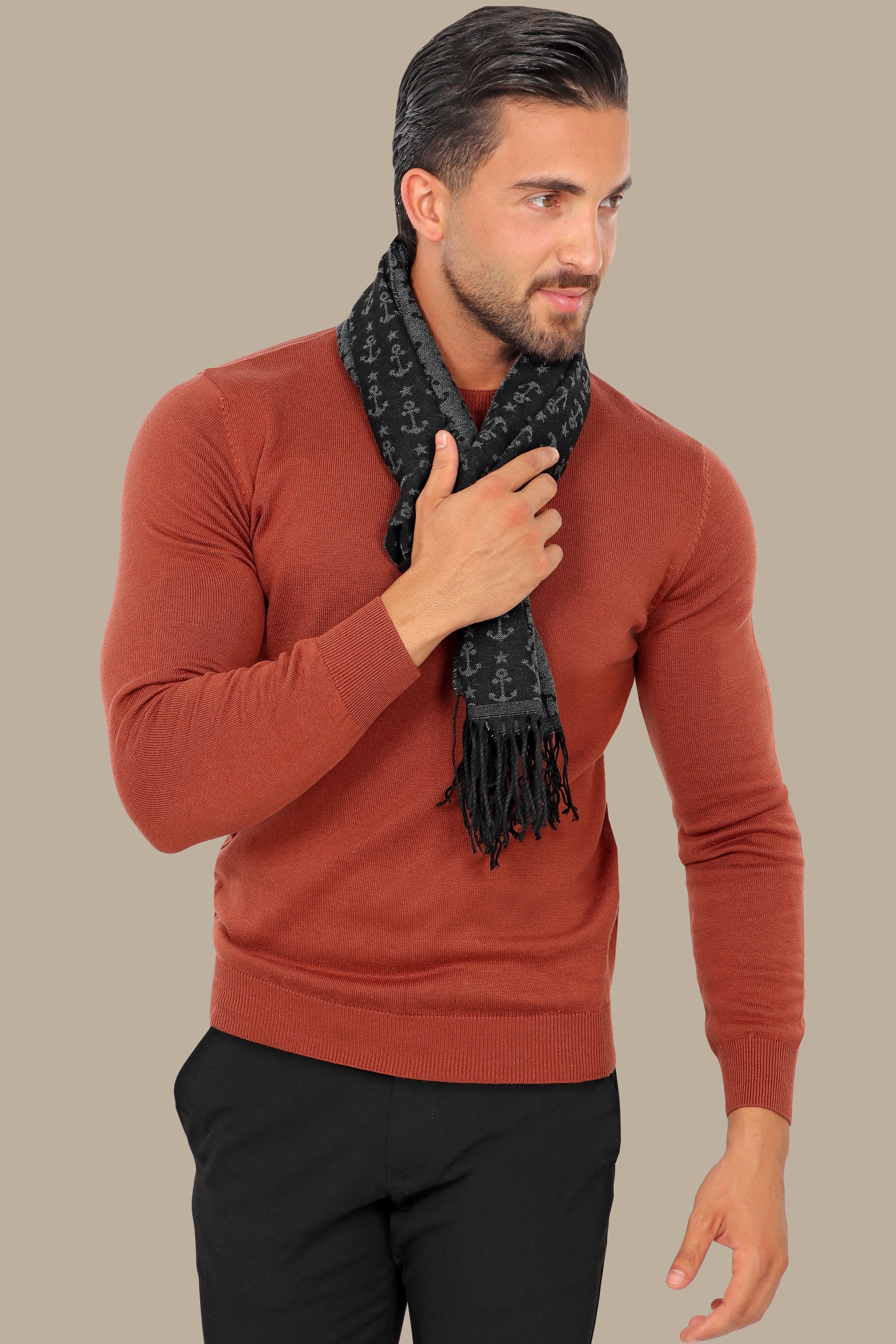 Brick R-neck Basic Sweater