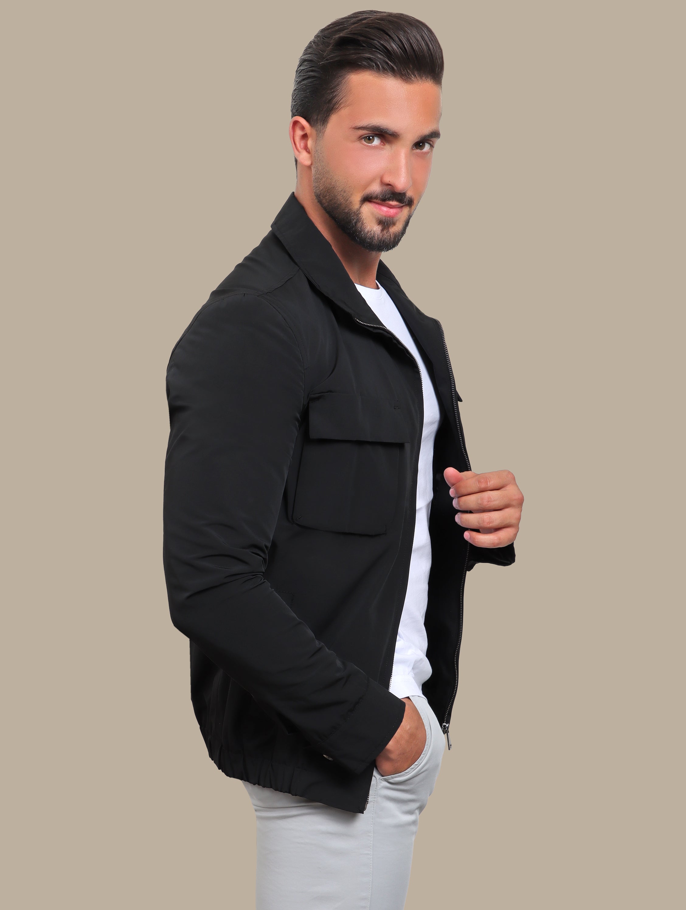 Black Casual 2 Flap Pocket Jacket