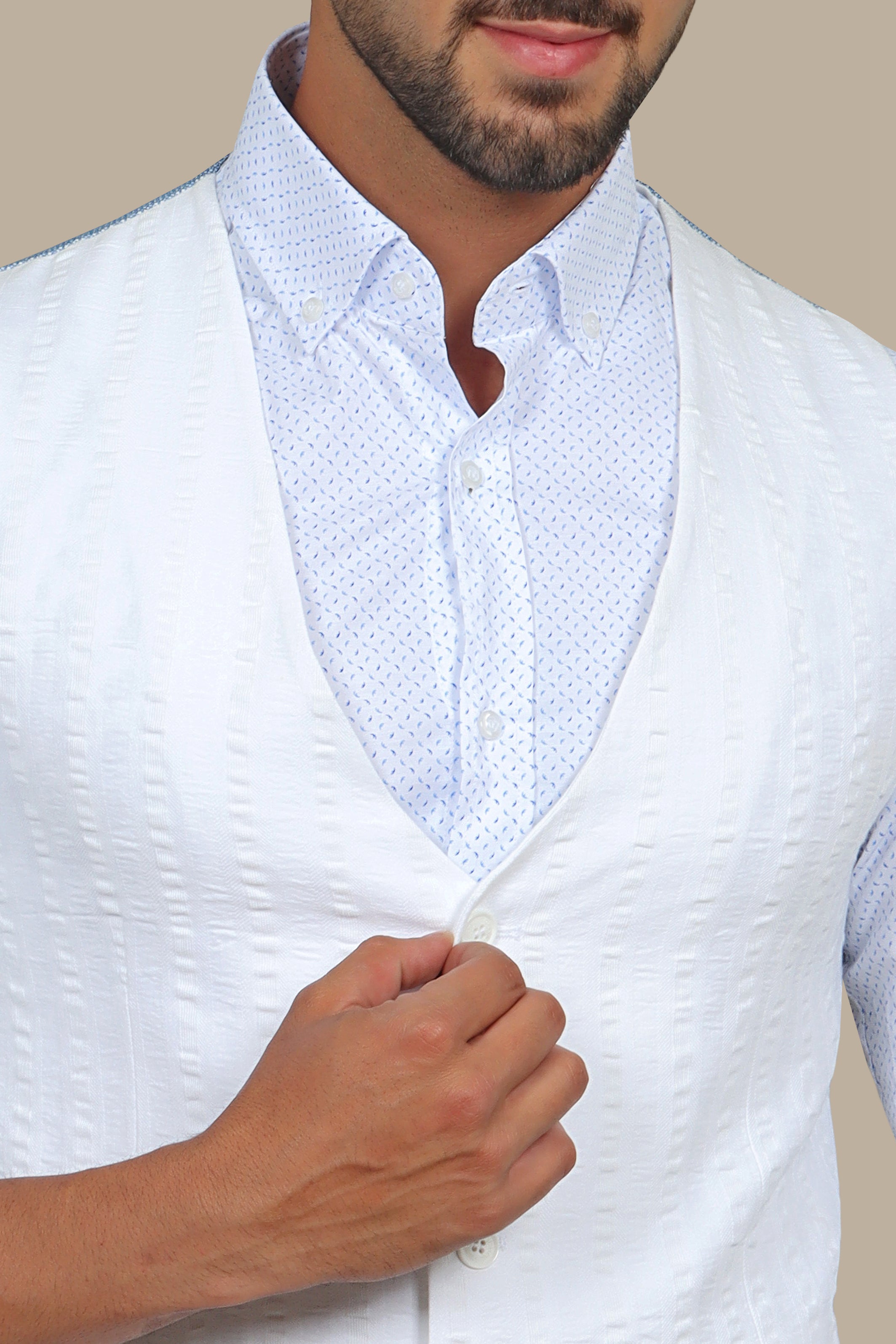 White Elegance: Enhancing with Vest Stripes