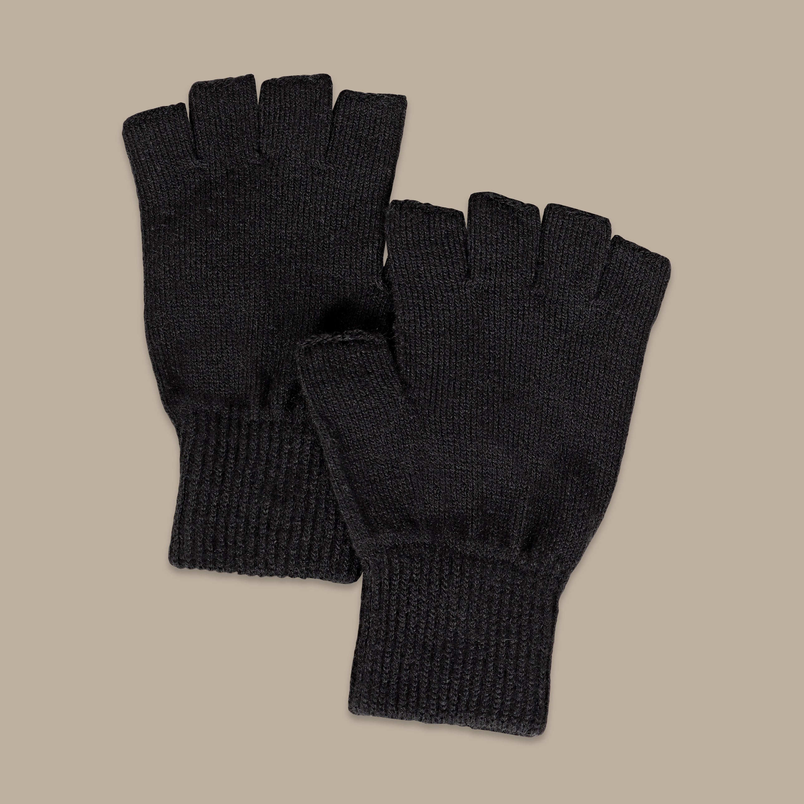 Mercerized Half Finger Black Gloves