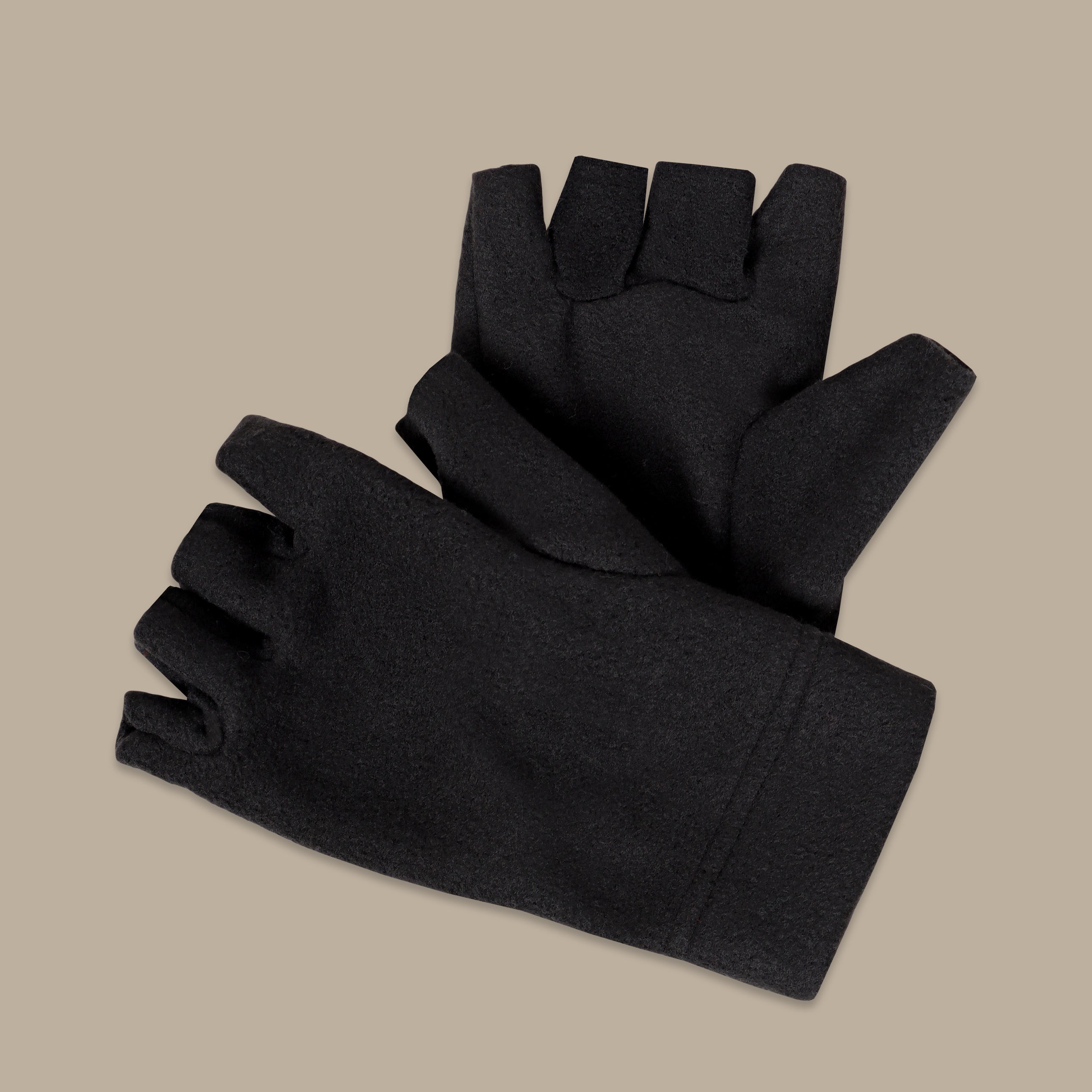 Black Half-Finger Microfiber Gloves