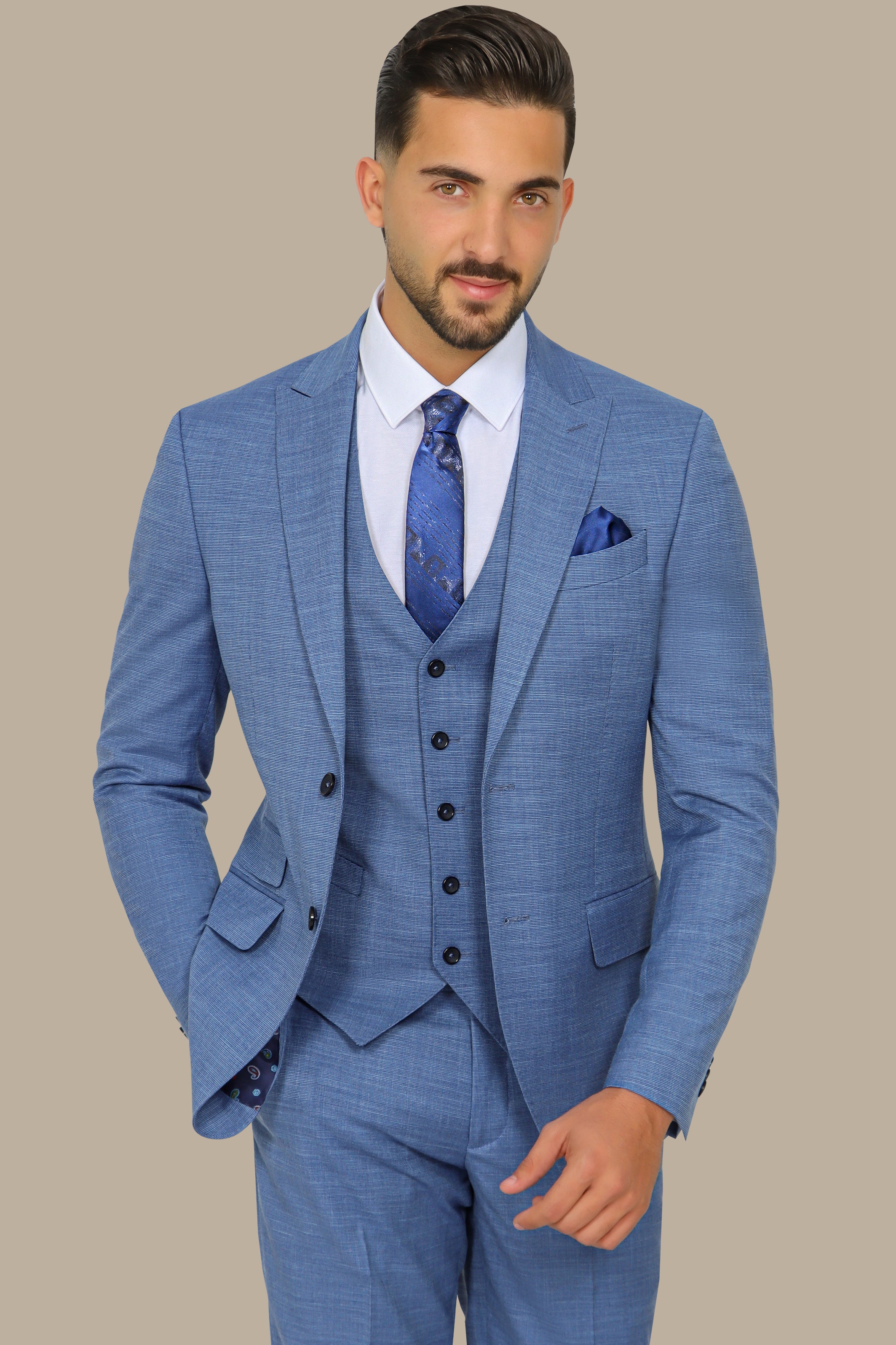 Suit Fil A Fil Peak 3-Piece Petrol