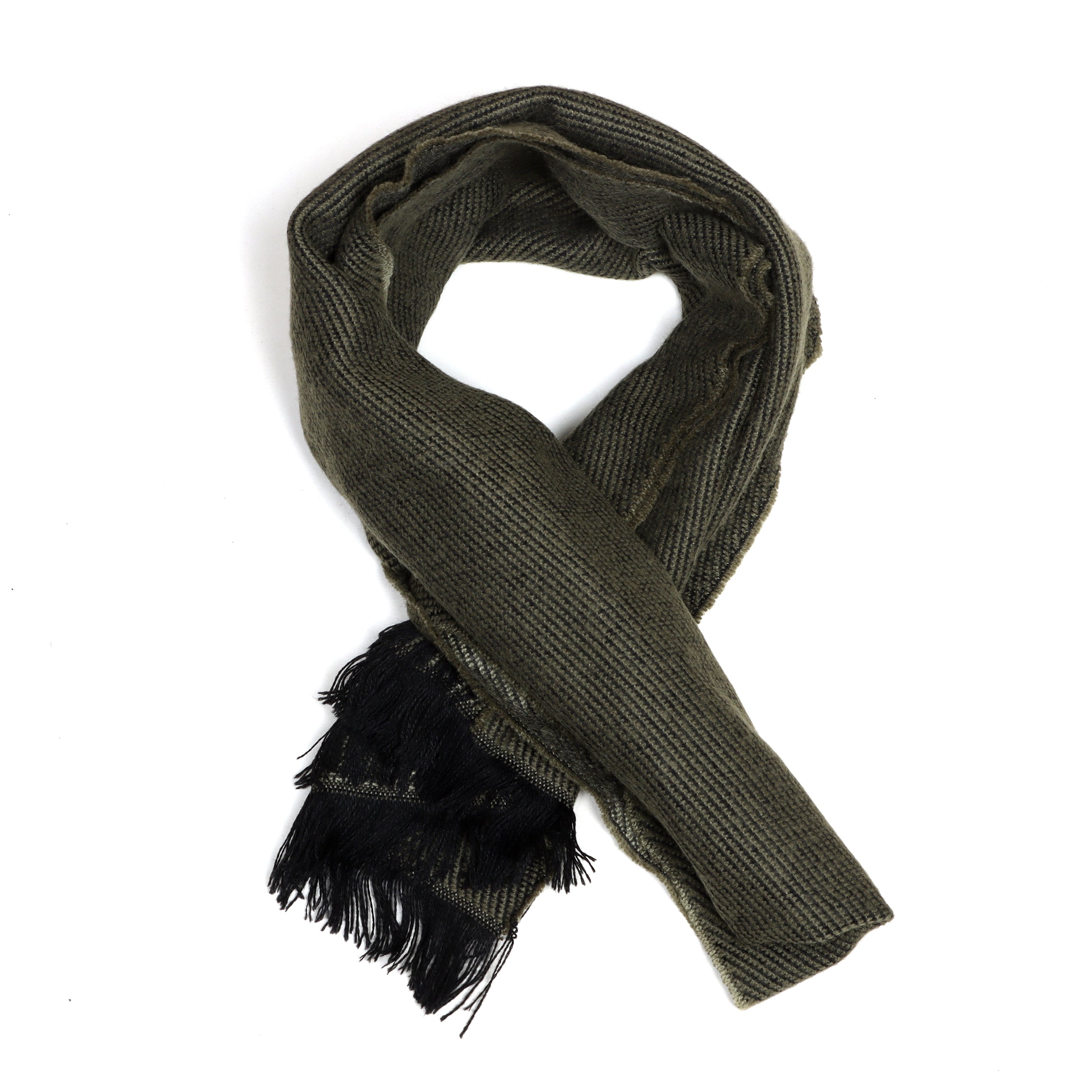 Olive Embrace: Timeless Twill Wool Scarf