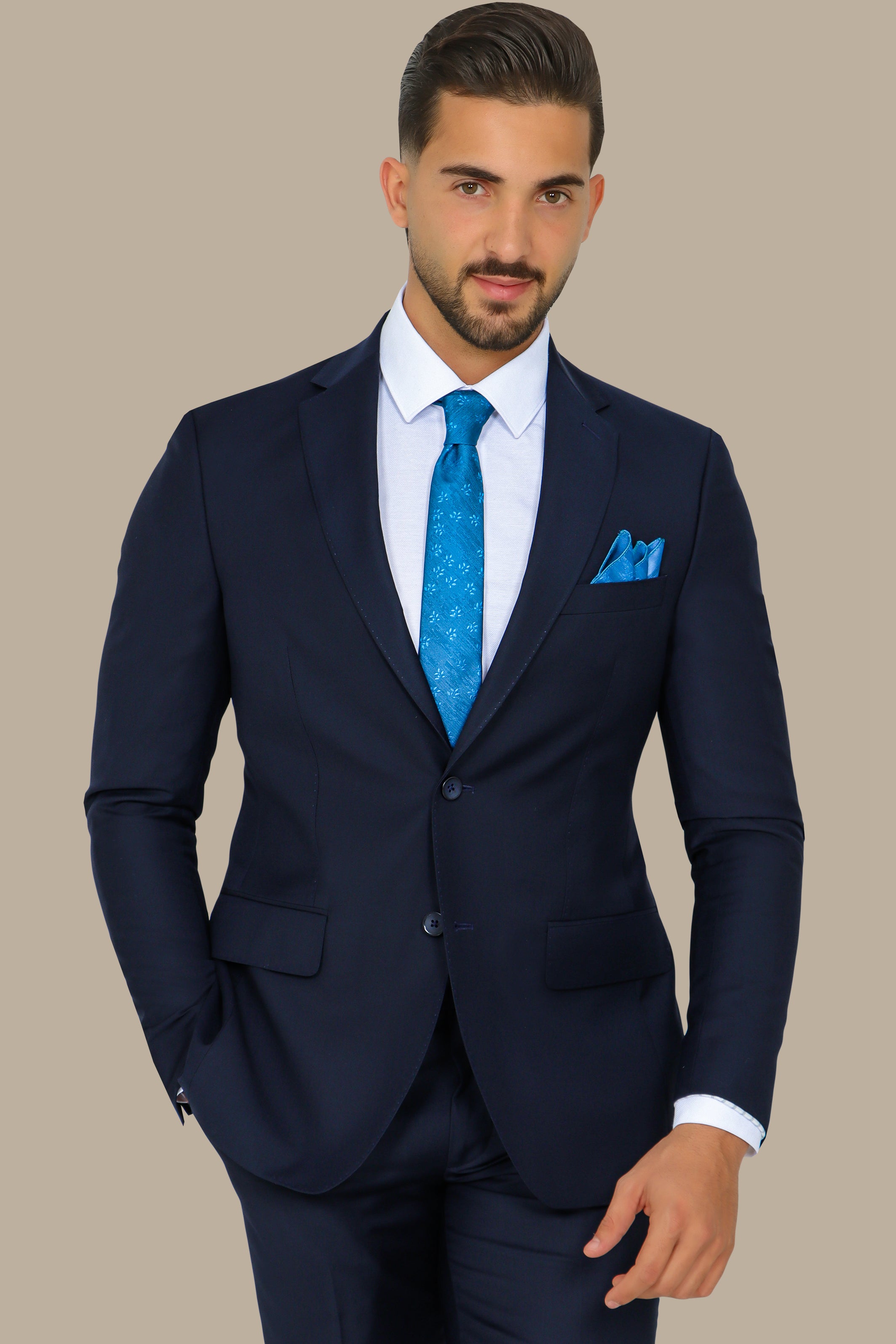 Navy Basic Plain Notch Suit