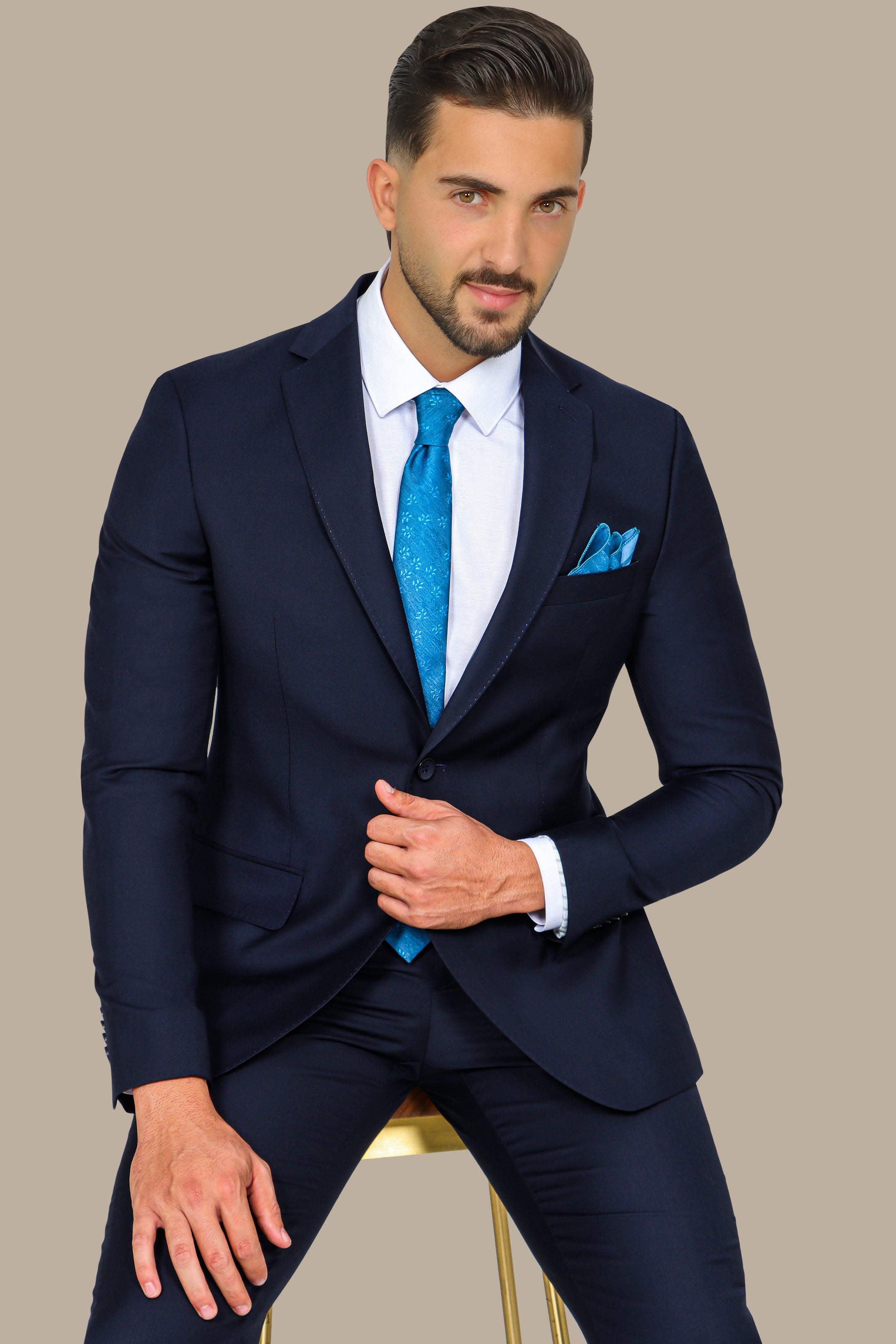 Navy Basic Plain Notch Suit