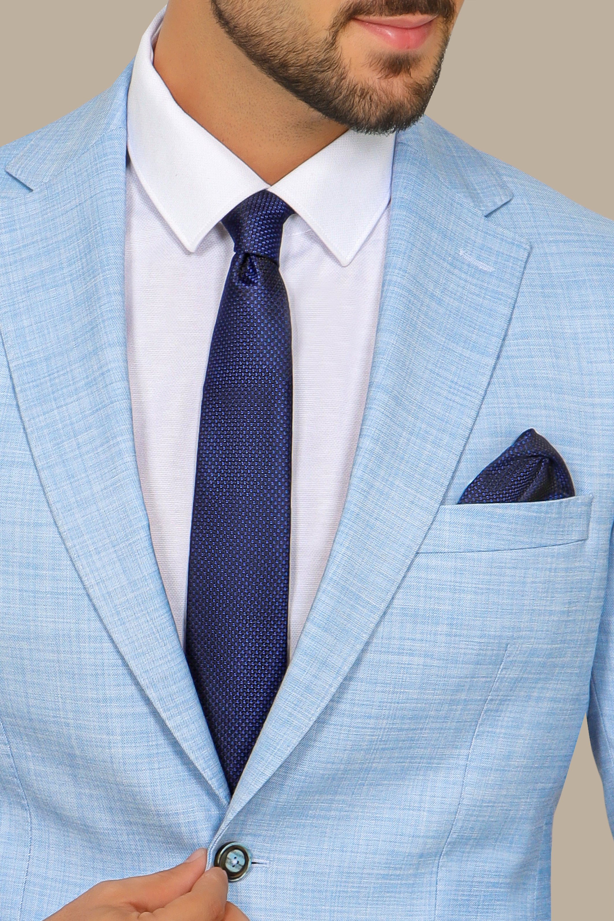 Serene Sophistication: Light Blue Filafil Notch Suit