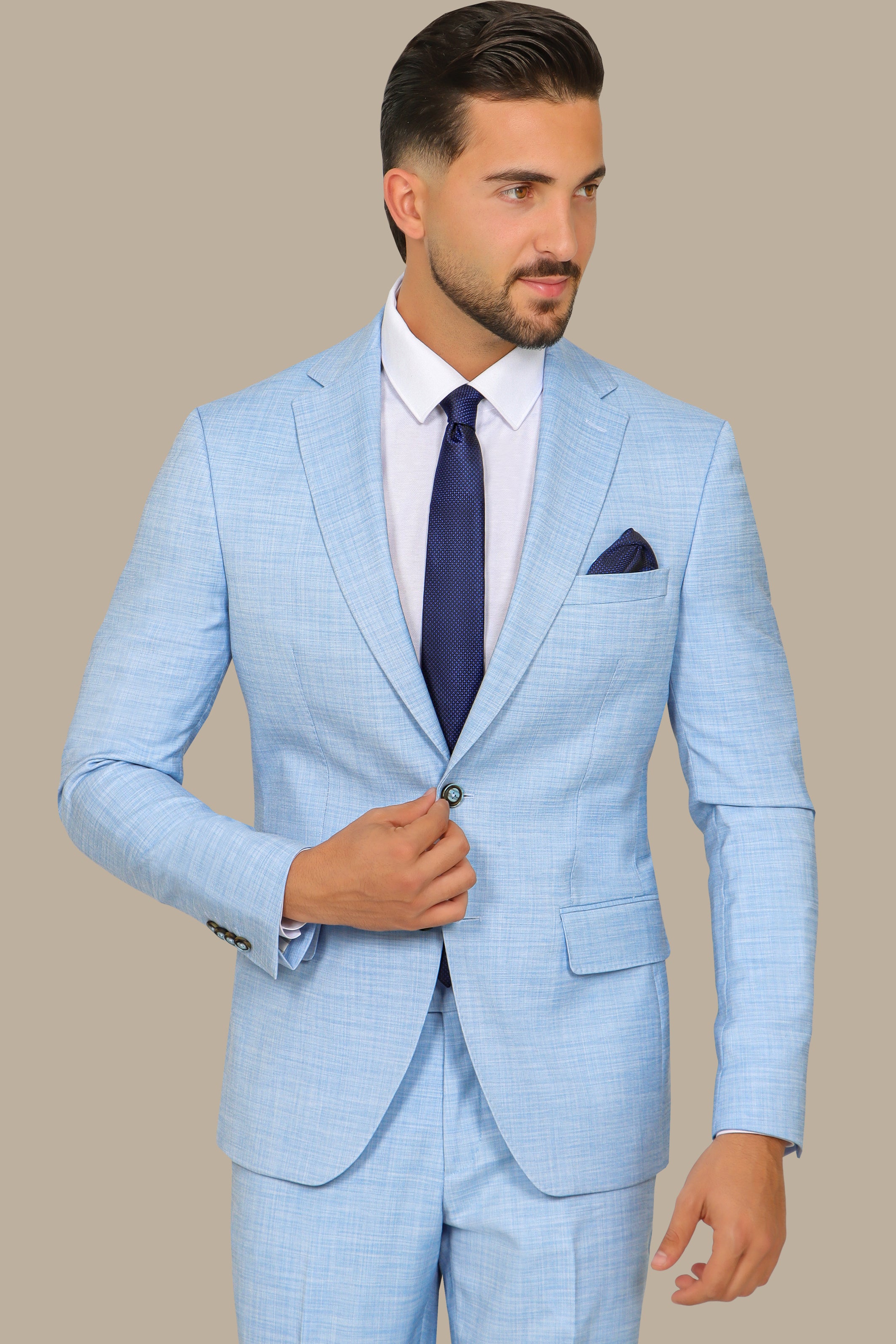 Serene Sophistication: Light Blue Filafil Notch Suit