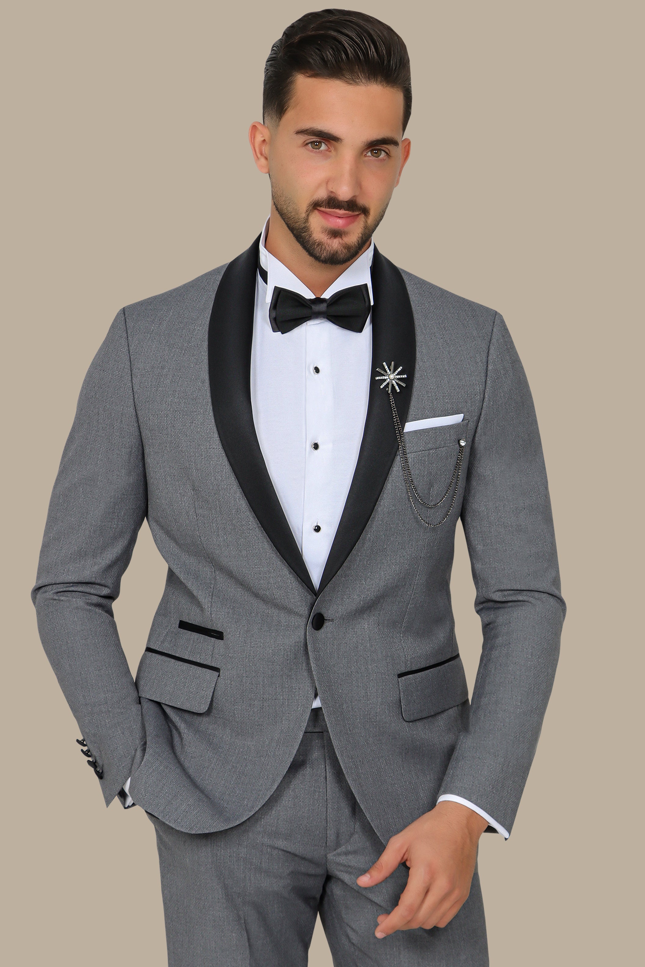 Grey Colchale Structured Tuxedo