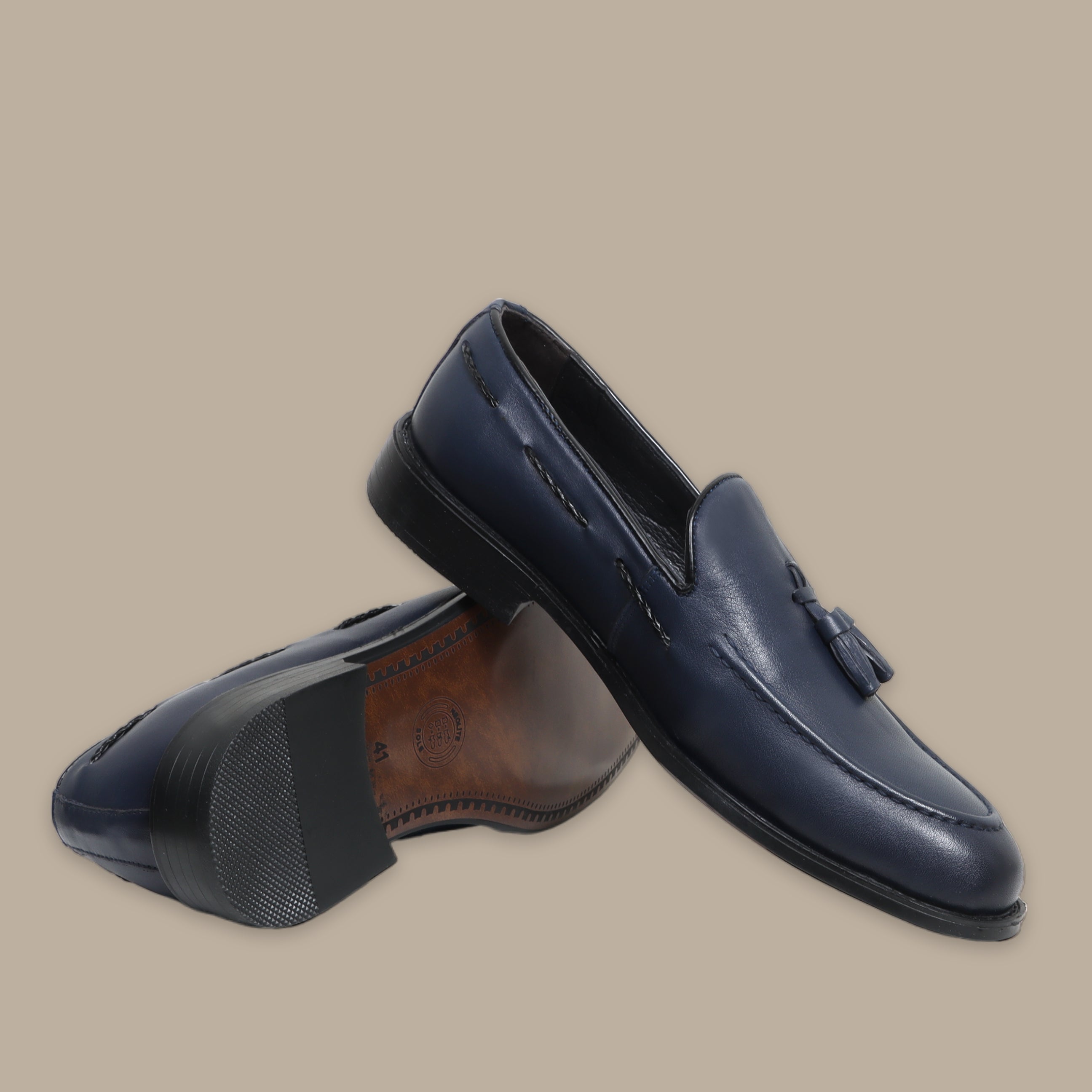 Navy Classic Loafers with Frills