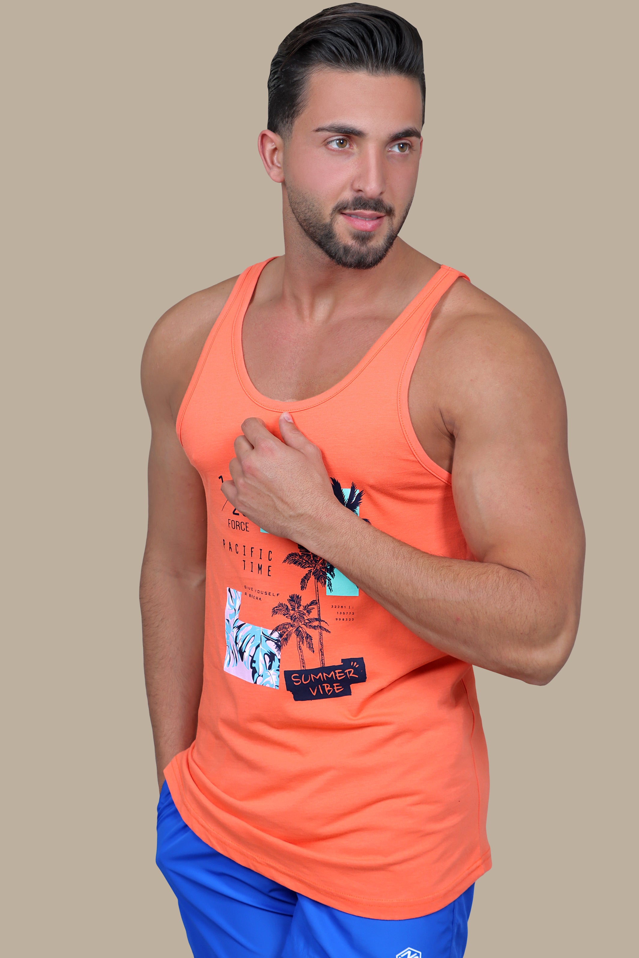 Pure Summer: Coral Sleeveless Vibes Shirt