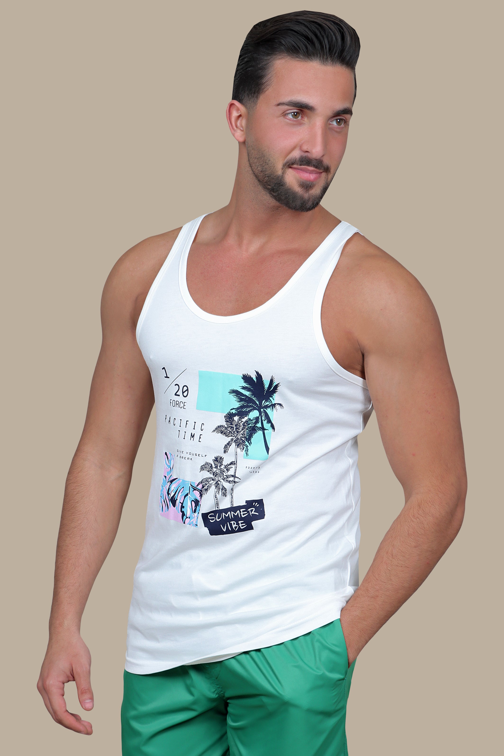 Pure Summer: White Sleeveless Vibes Shirt