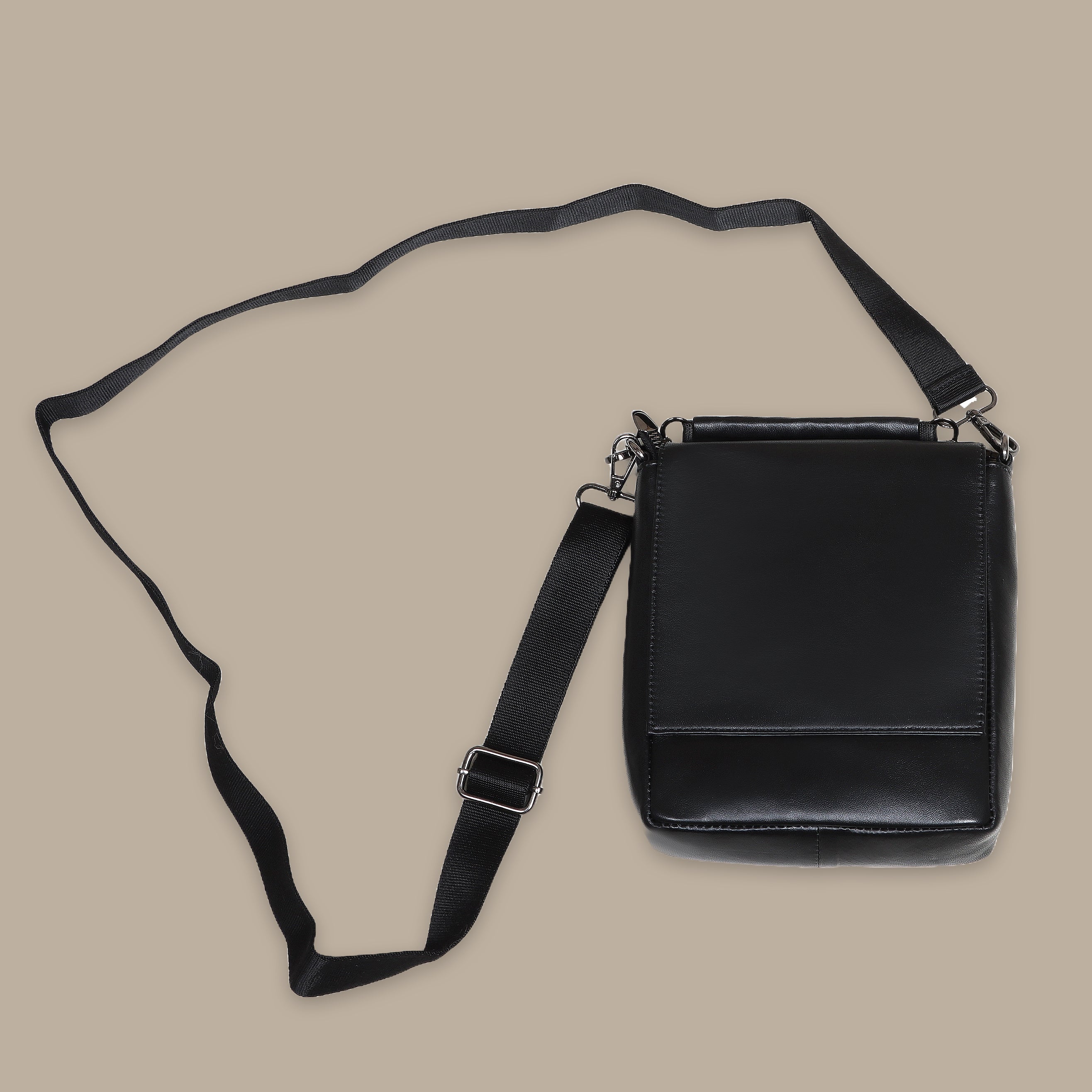 Urban Minimalism: Petite Black Leather Crossbody