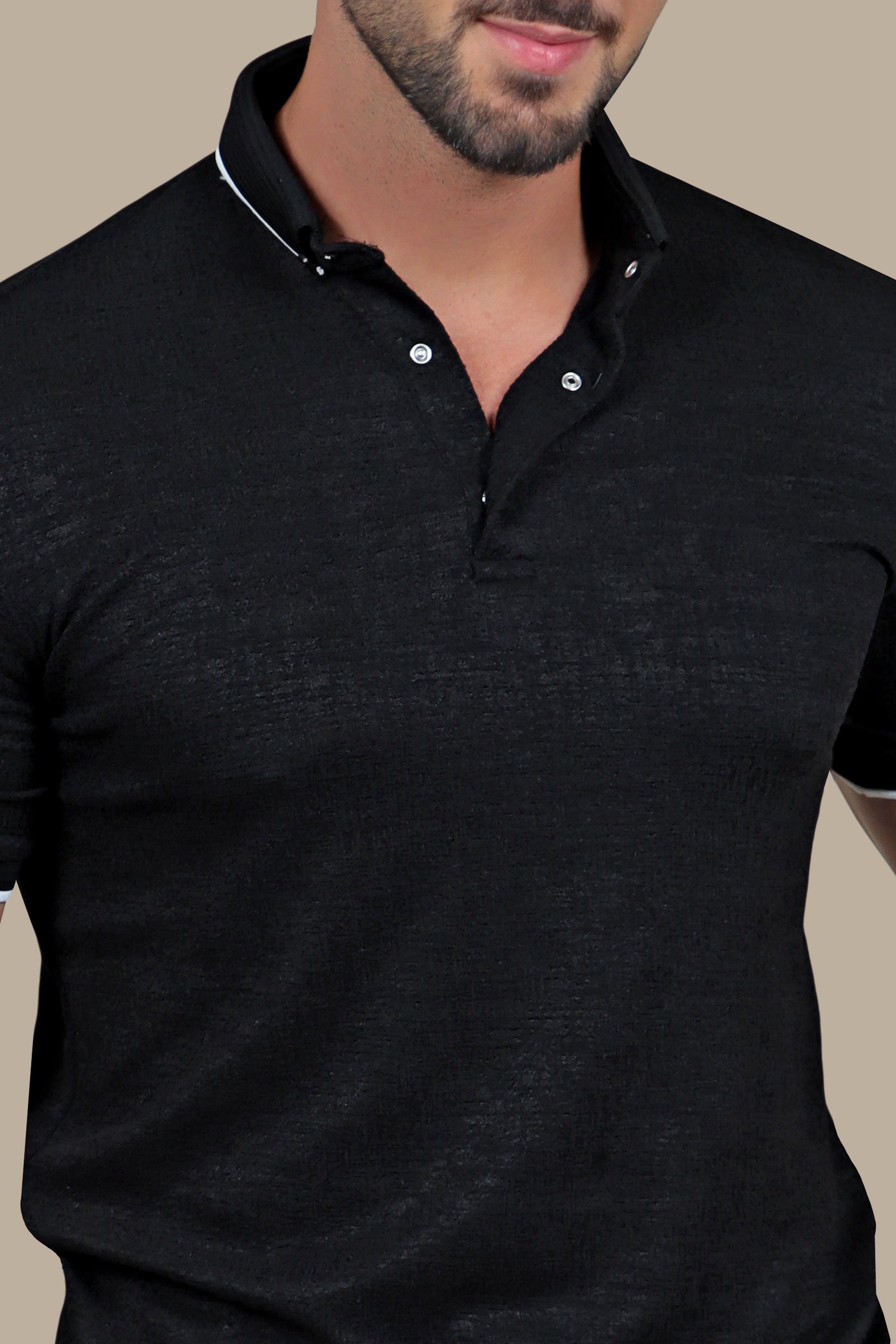 Black Buttoned Polo: Structured & Sleek